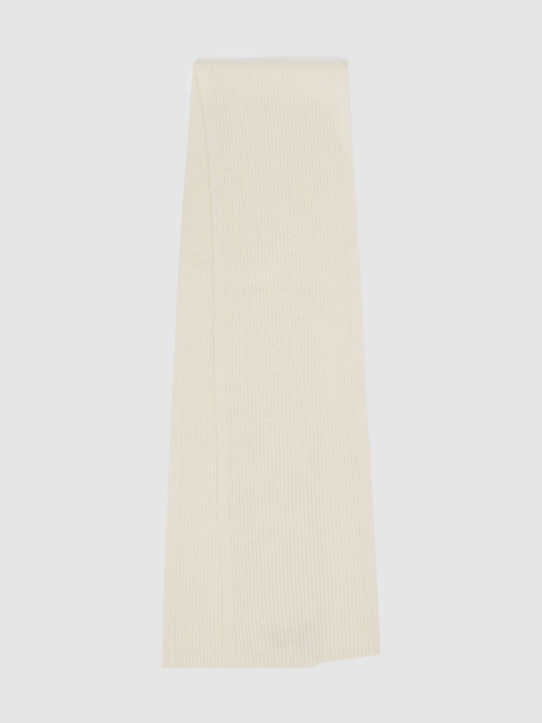 Ribbed Merino Scarf in Off White