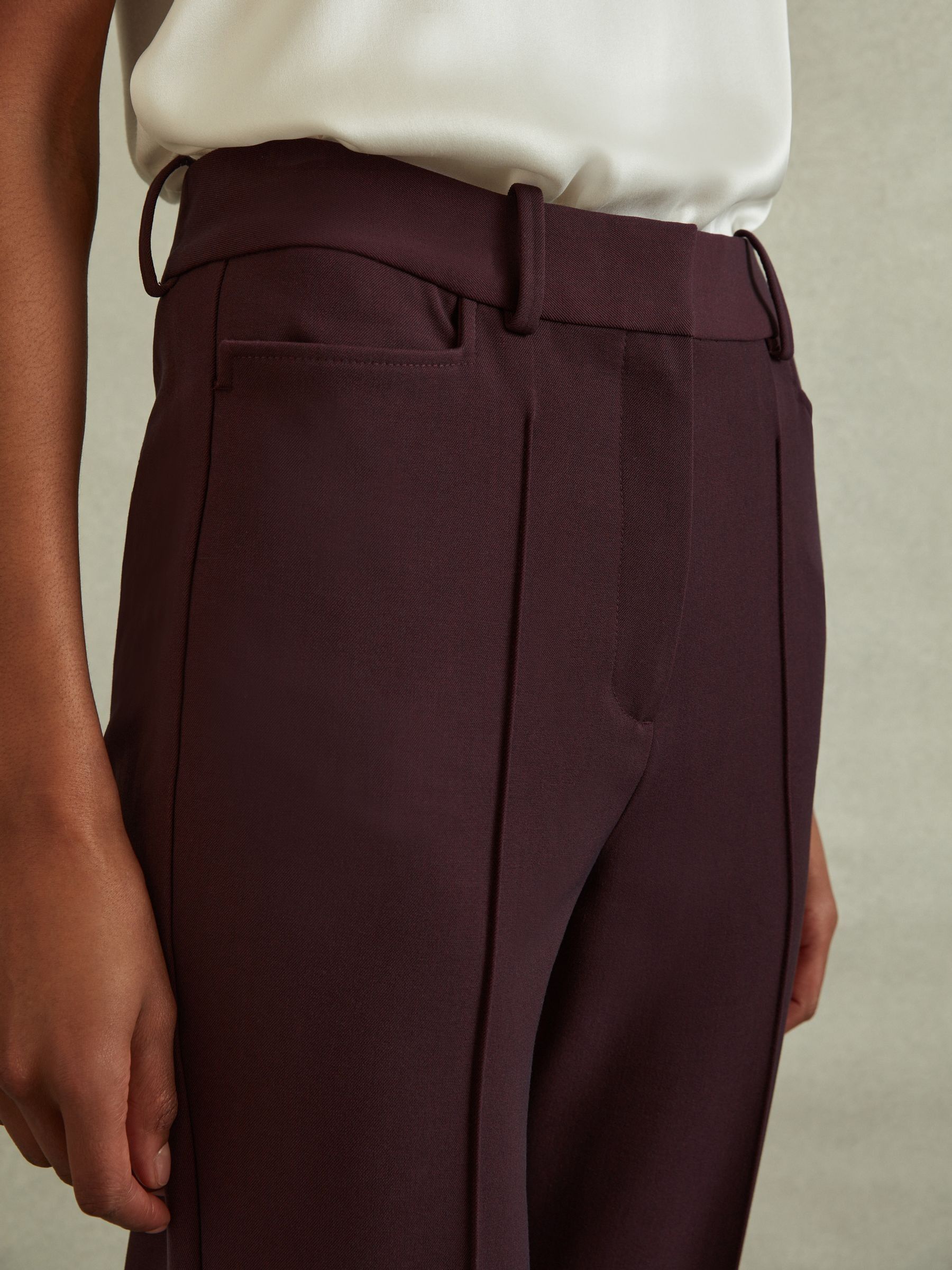 Petite Flared Suit Trousers in Berry