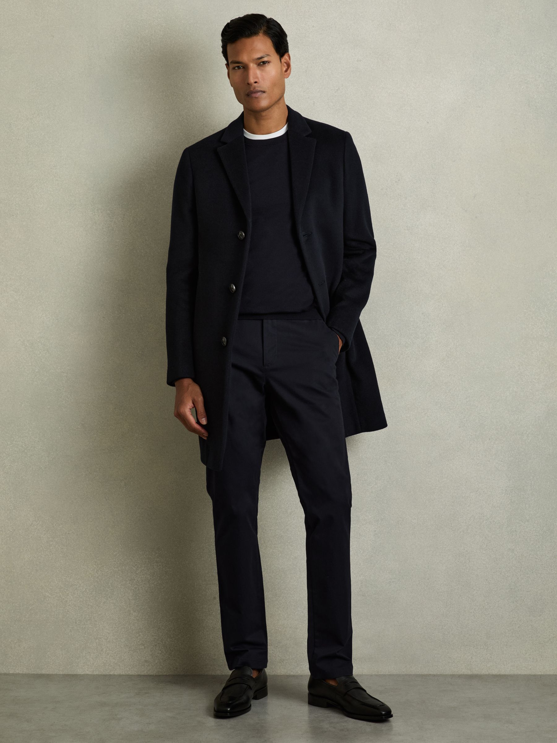 Washed Cotton Slim Fit Chino in Navy