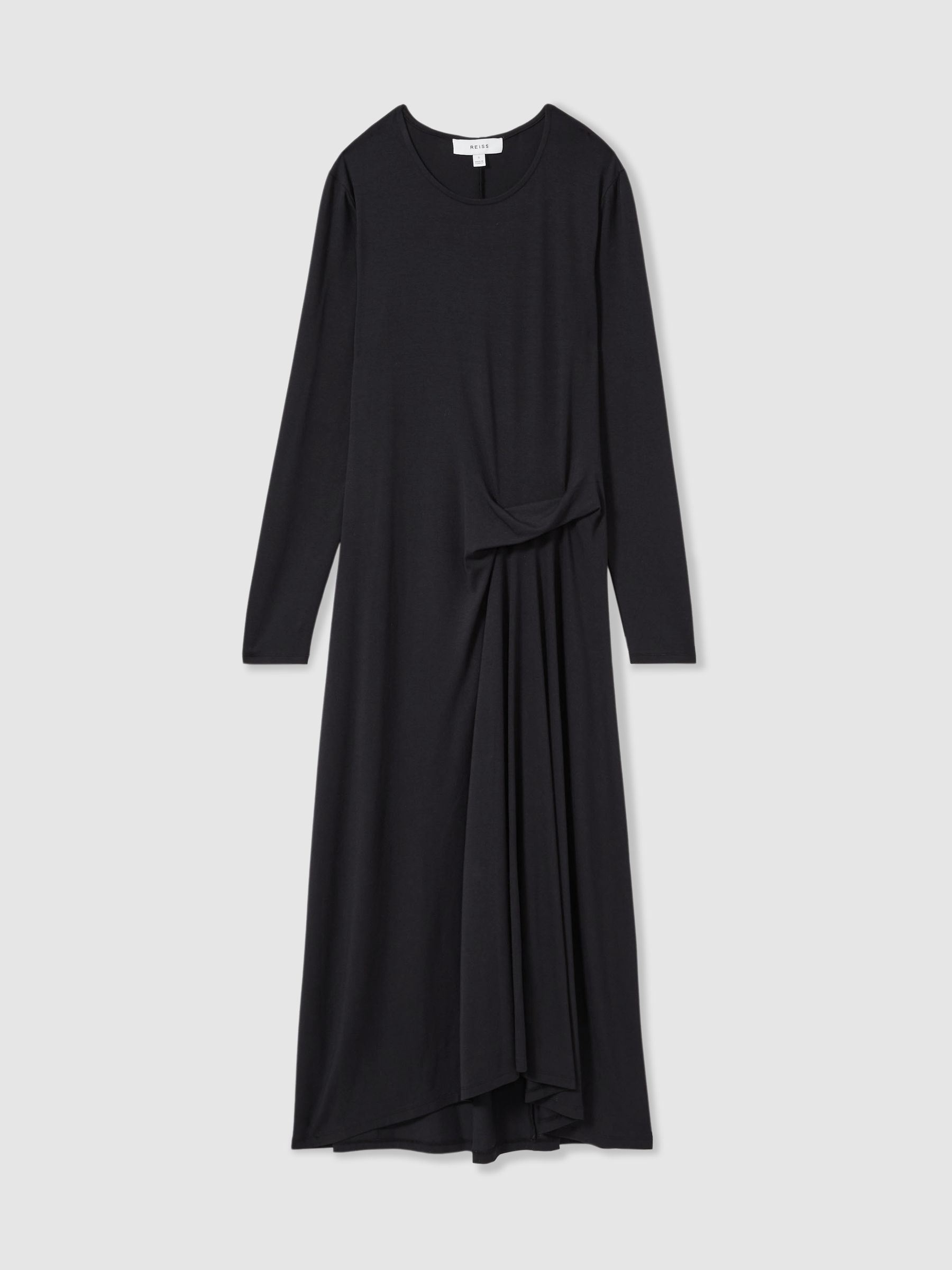 Jersey Draped Midi Dress in Navy