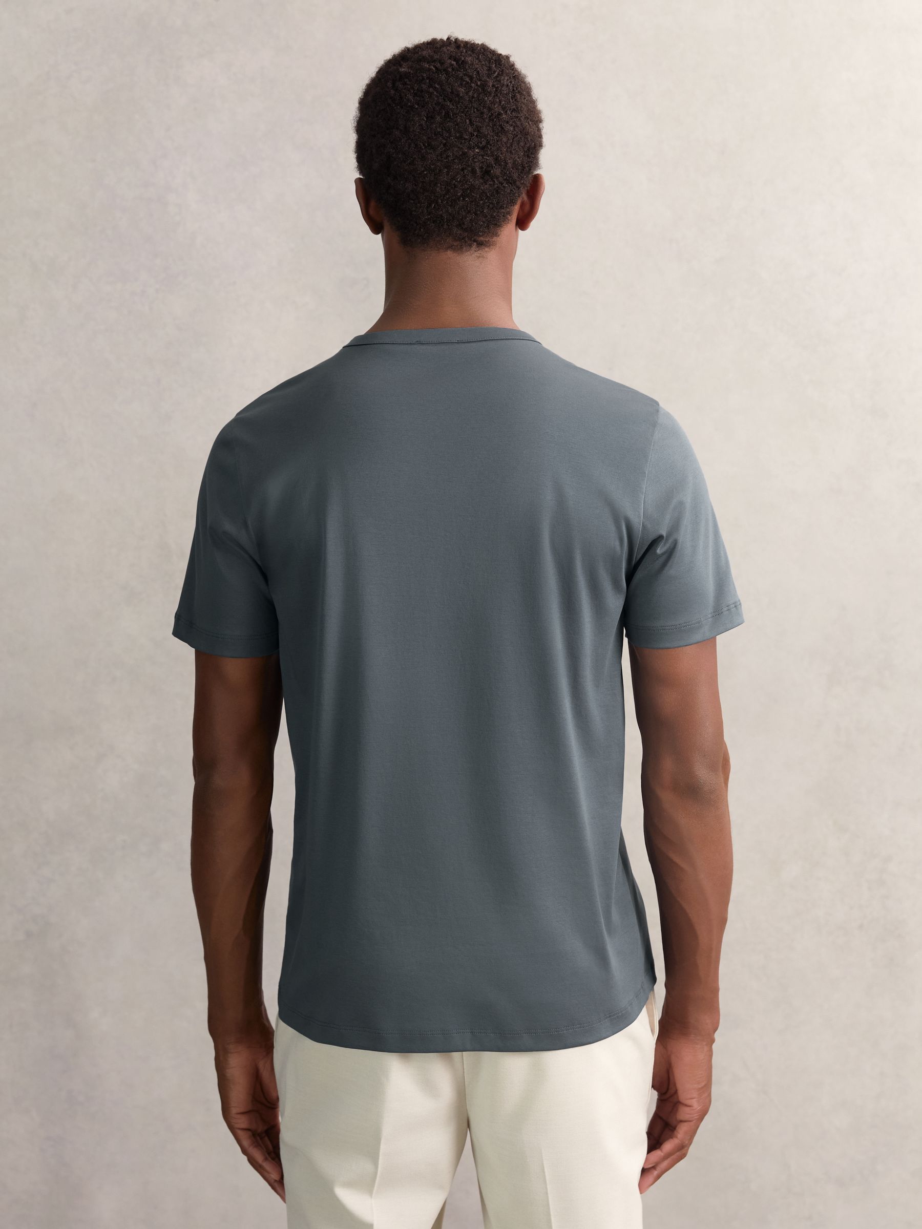 Airwater-Cotton Crew-Neck T-Shirt in Airforce Blue