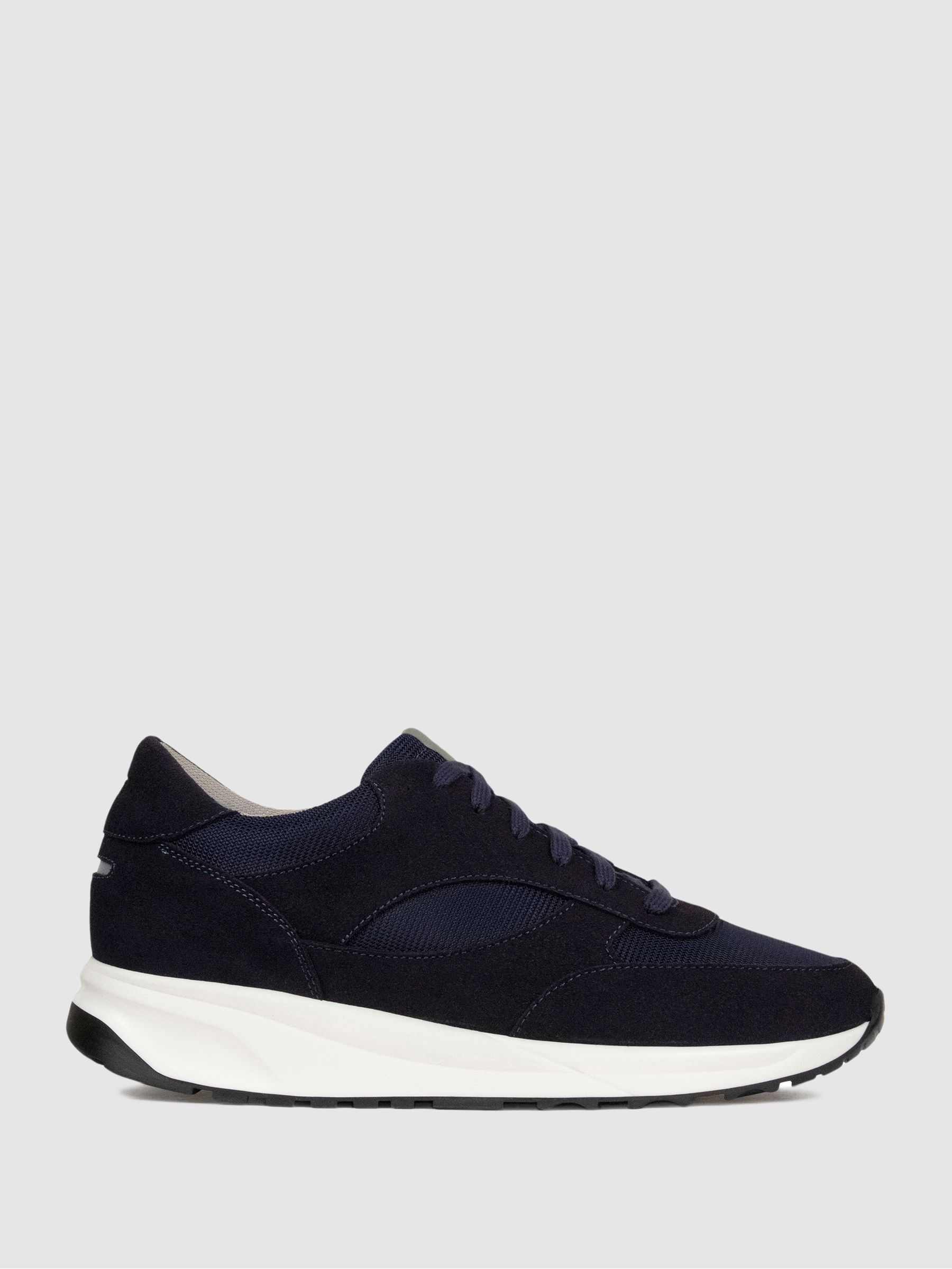 Unseen Footwear Suede and Mesh Rozel Trainers in Navy