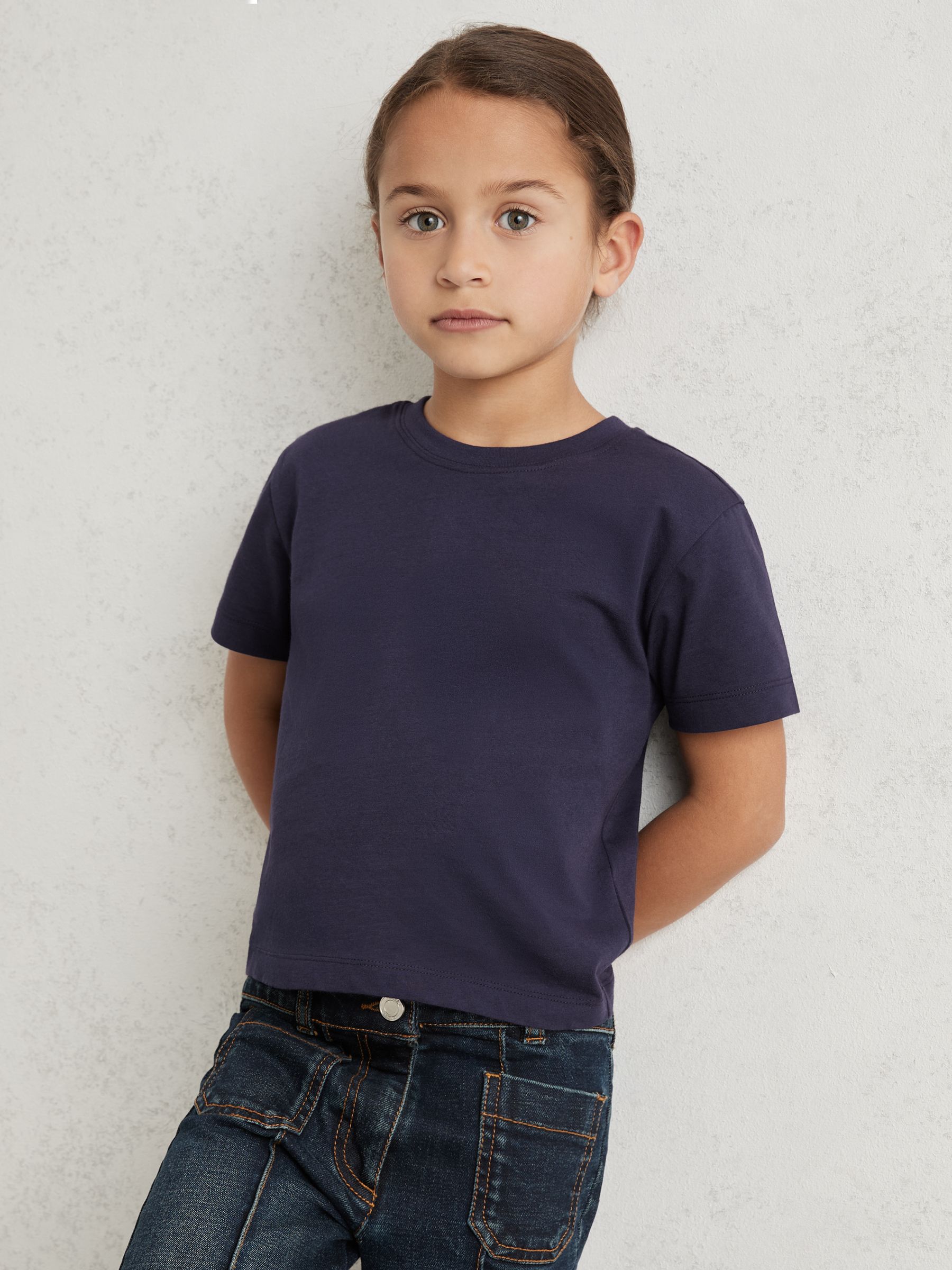 13-14 yrs Cotton Crew Neck T-Shirt in Navy