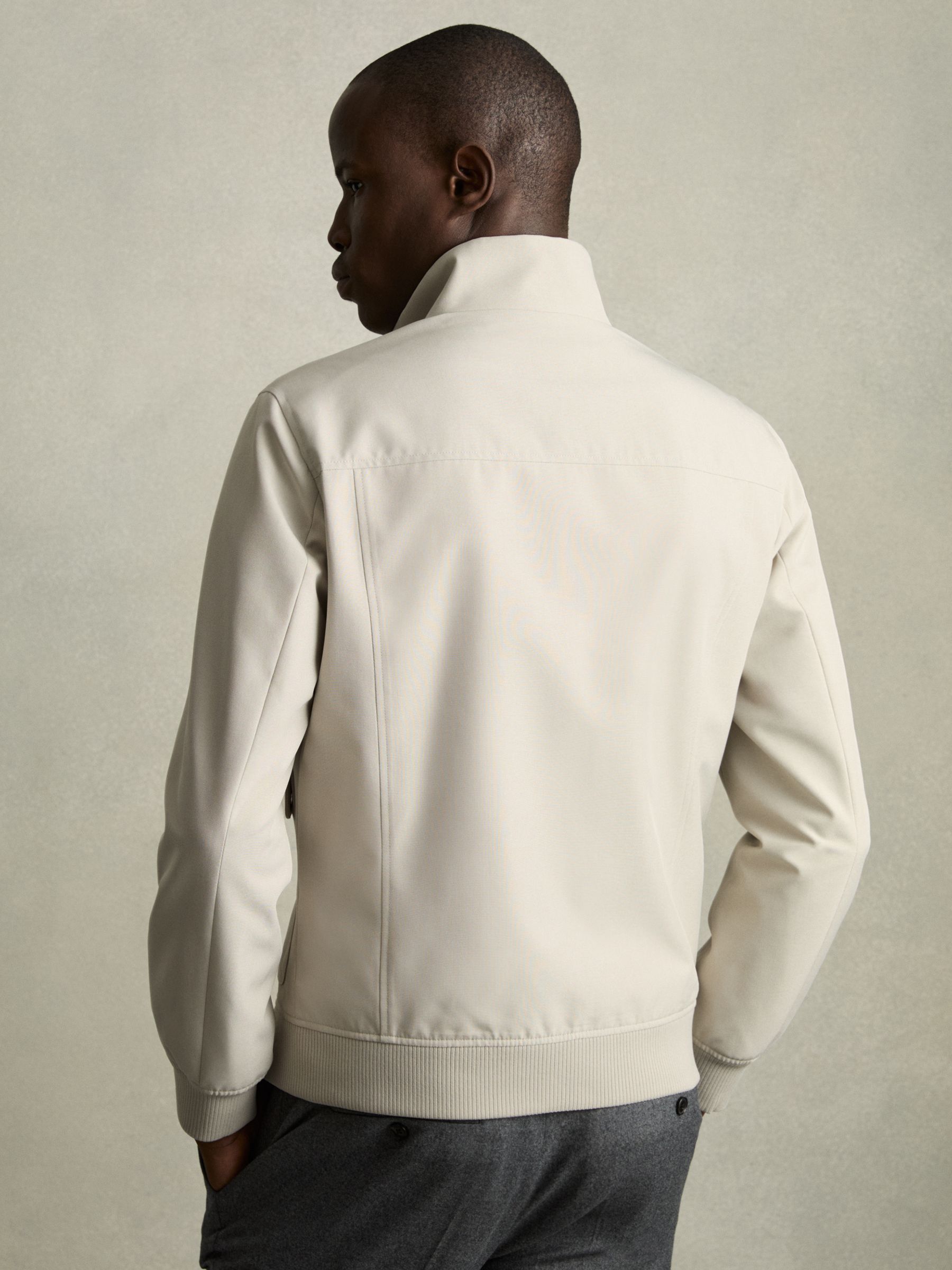 Zip-Through Funnel-Neck Jacket in Stone