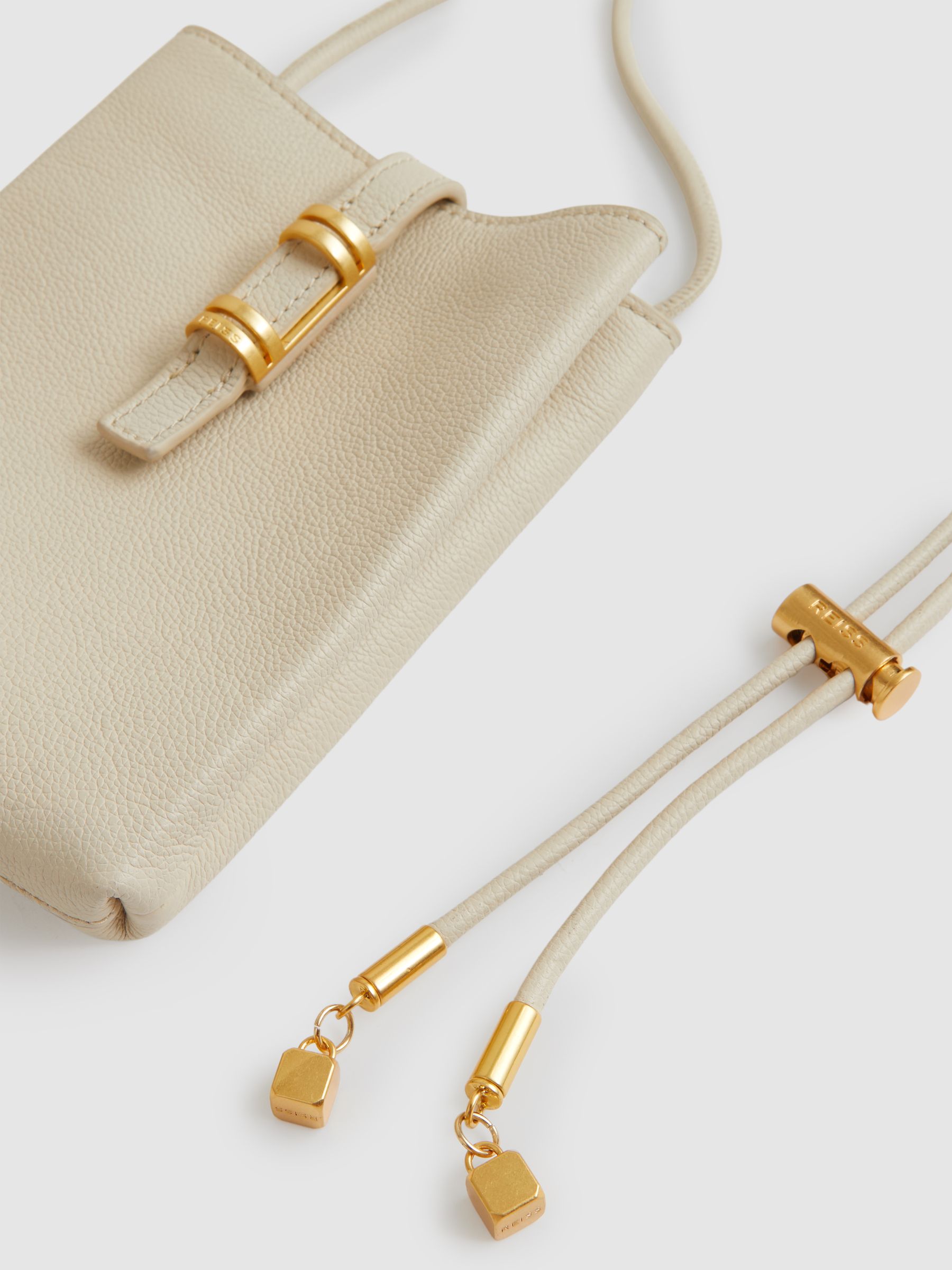 Leather Phone Holder in Off White