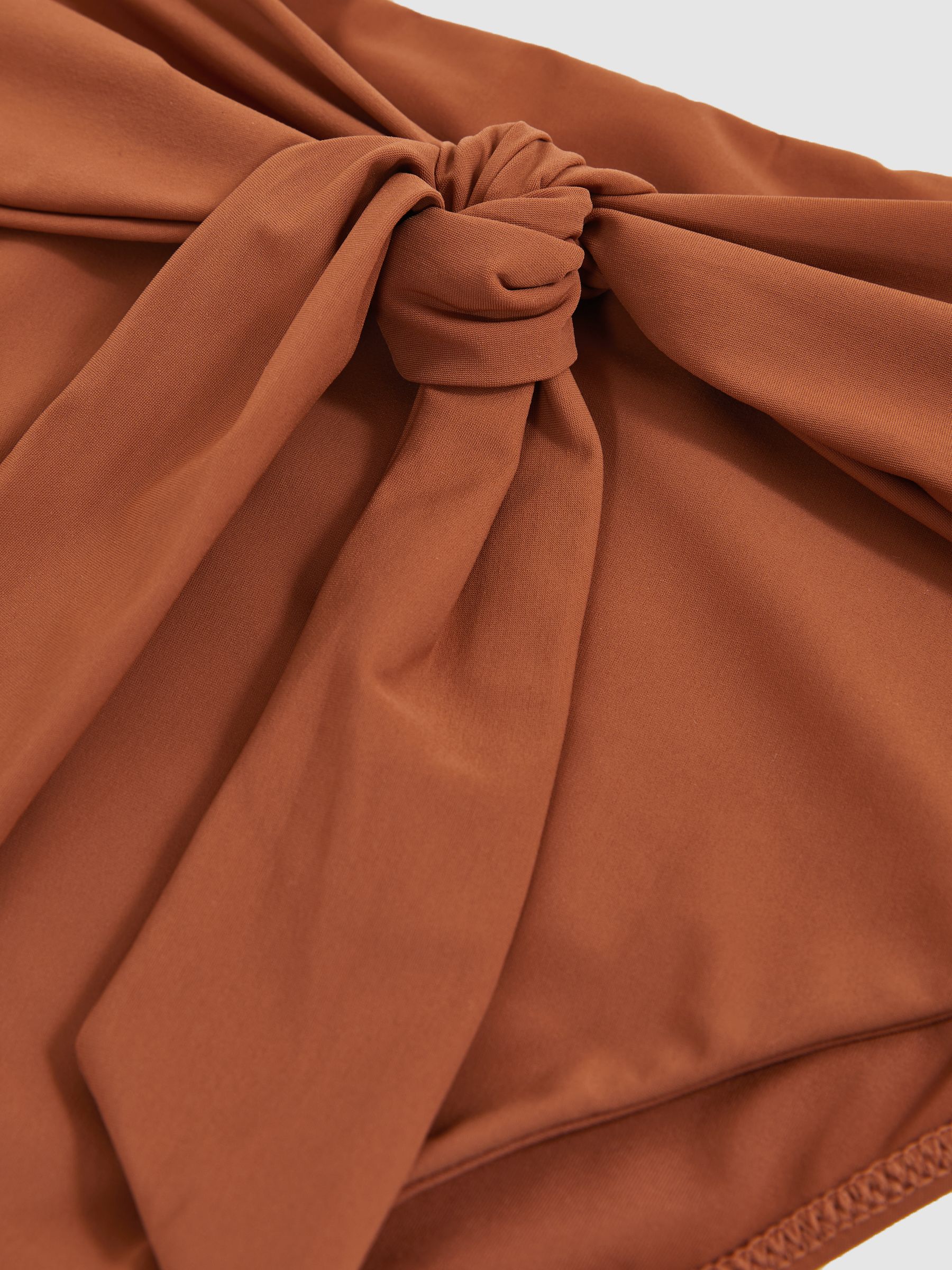 High Waist Tie Front Bikini Bottoms in Brown