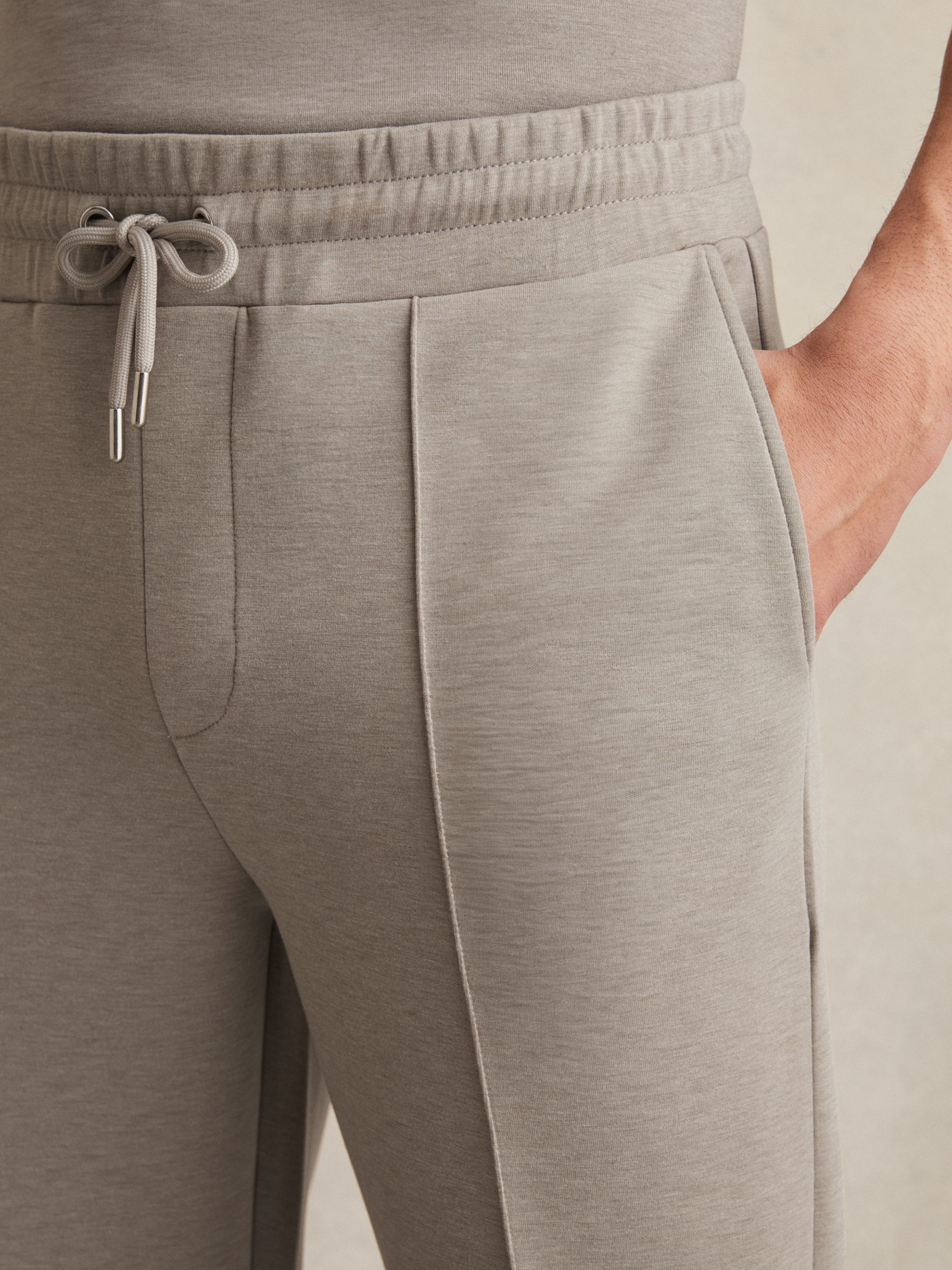 Stretch Jersey Tailored Joggers in Taupe