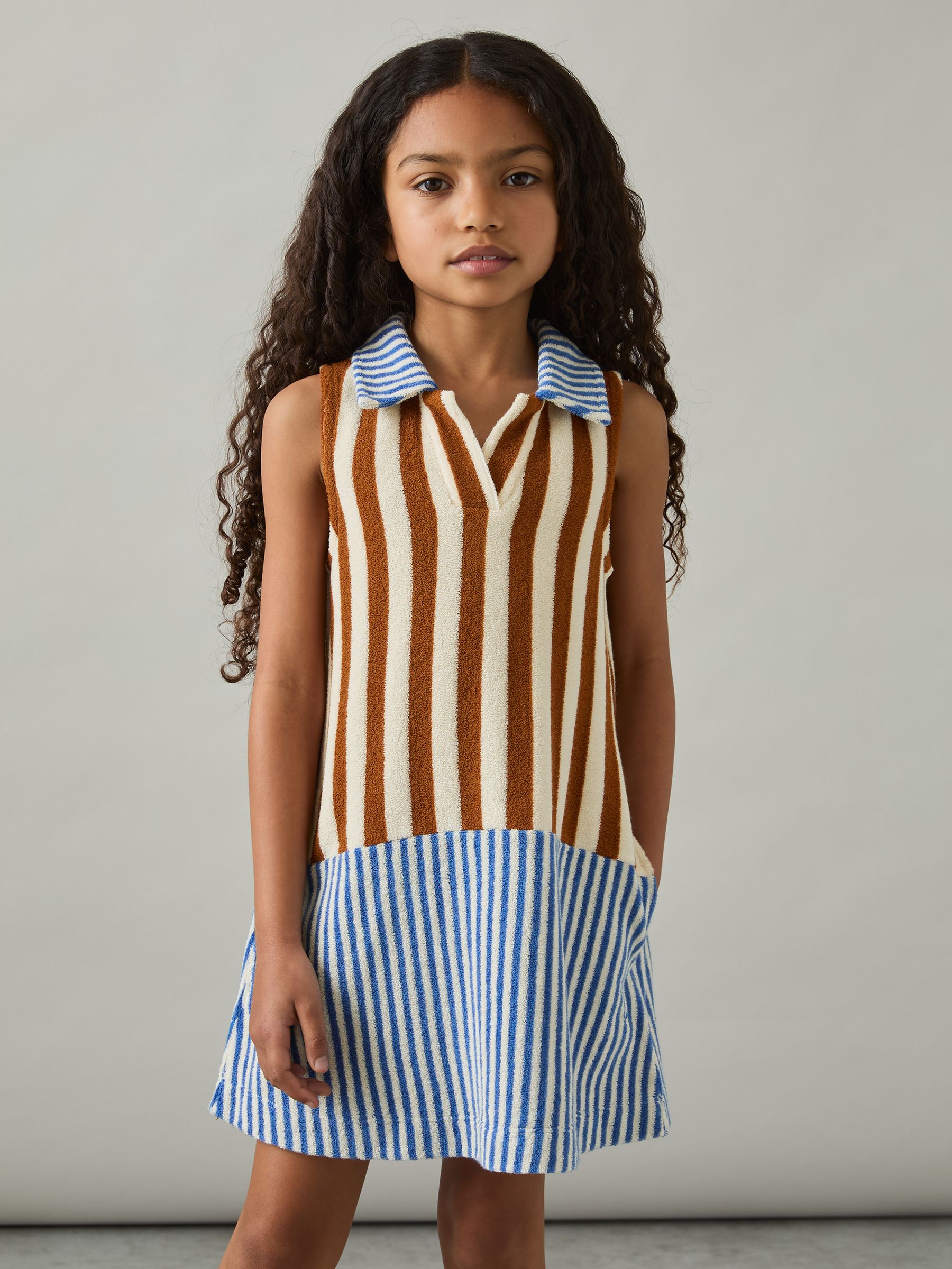 4-9 yrs Towelling Stripe Dress in Multi