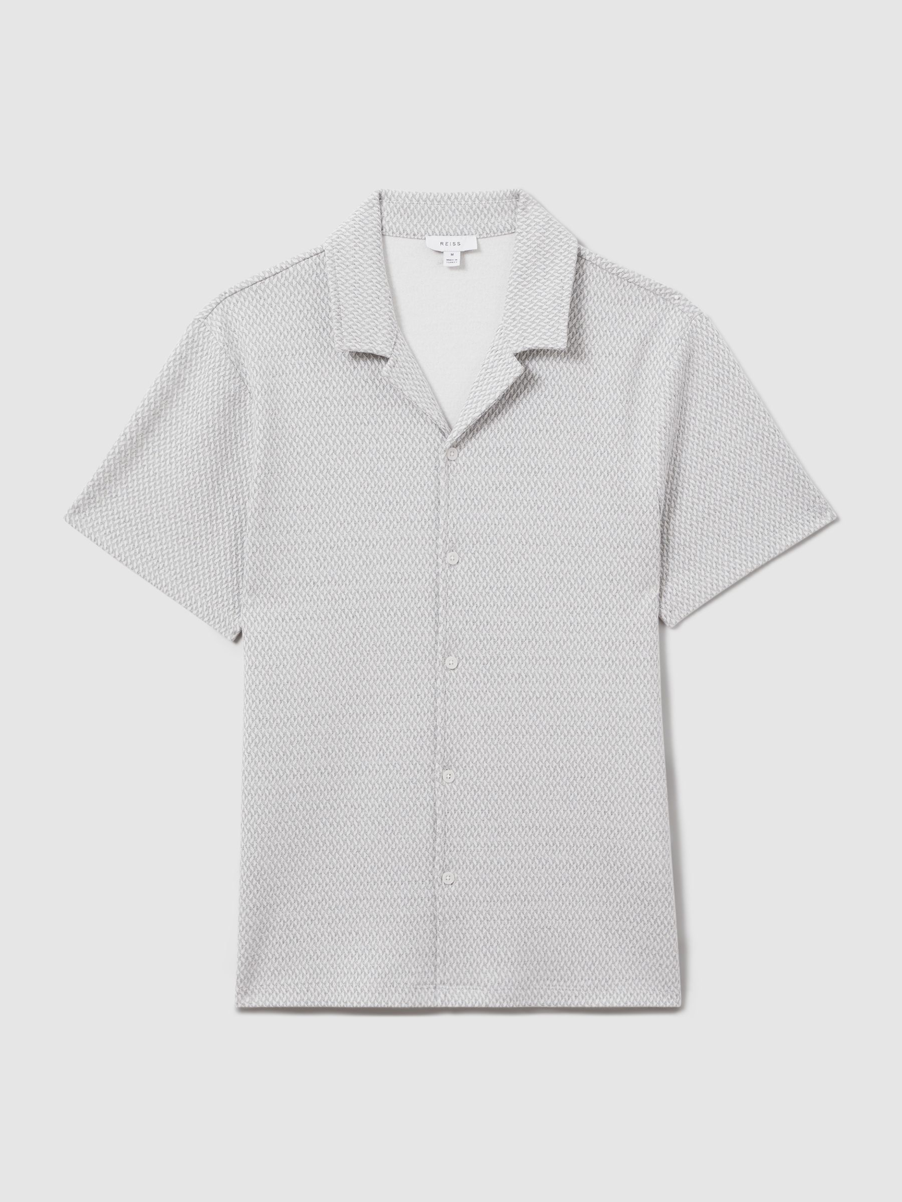 Jacquard Cuban Collar Shirt in Light Grey