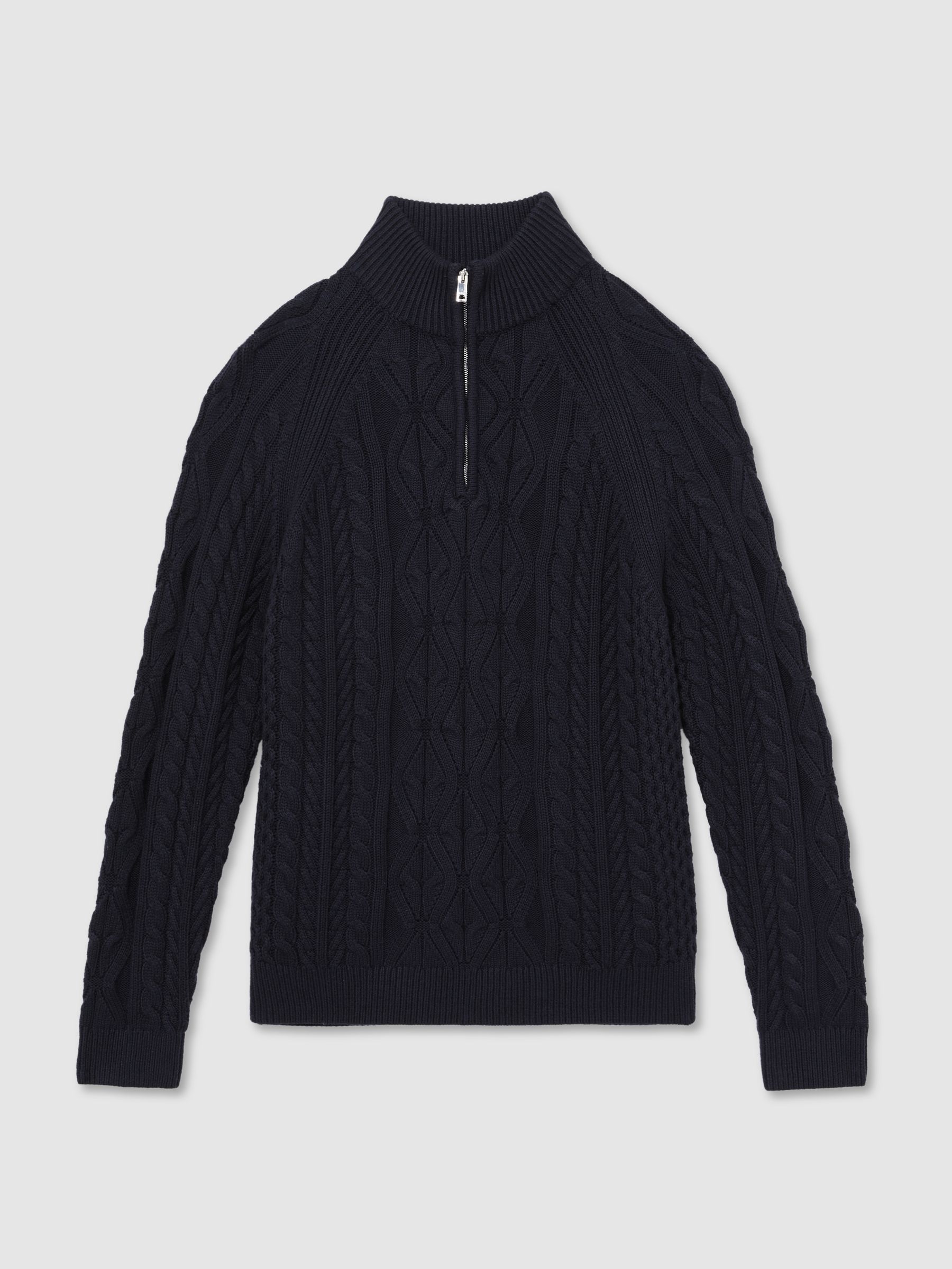 Cable-Knit Half-Zip Jumper in Navy