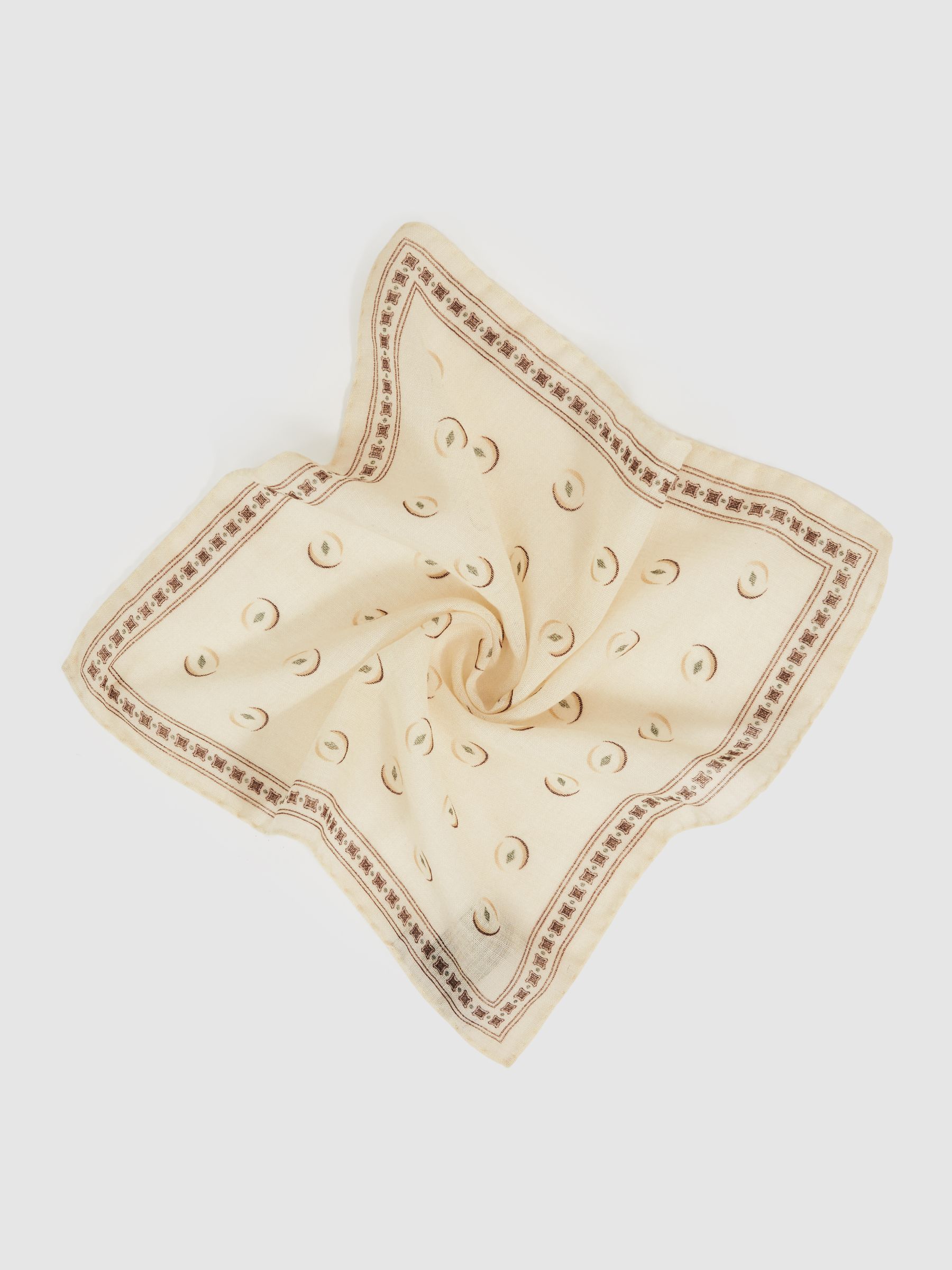 Wool Motif Print Pocket Square in Off White