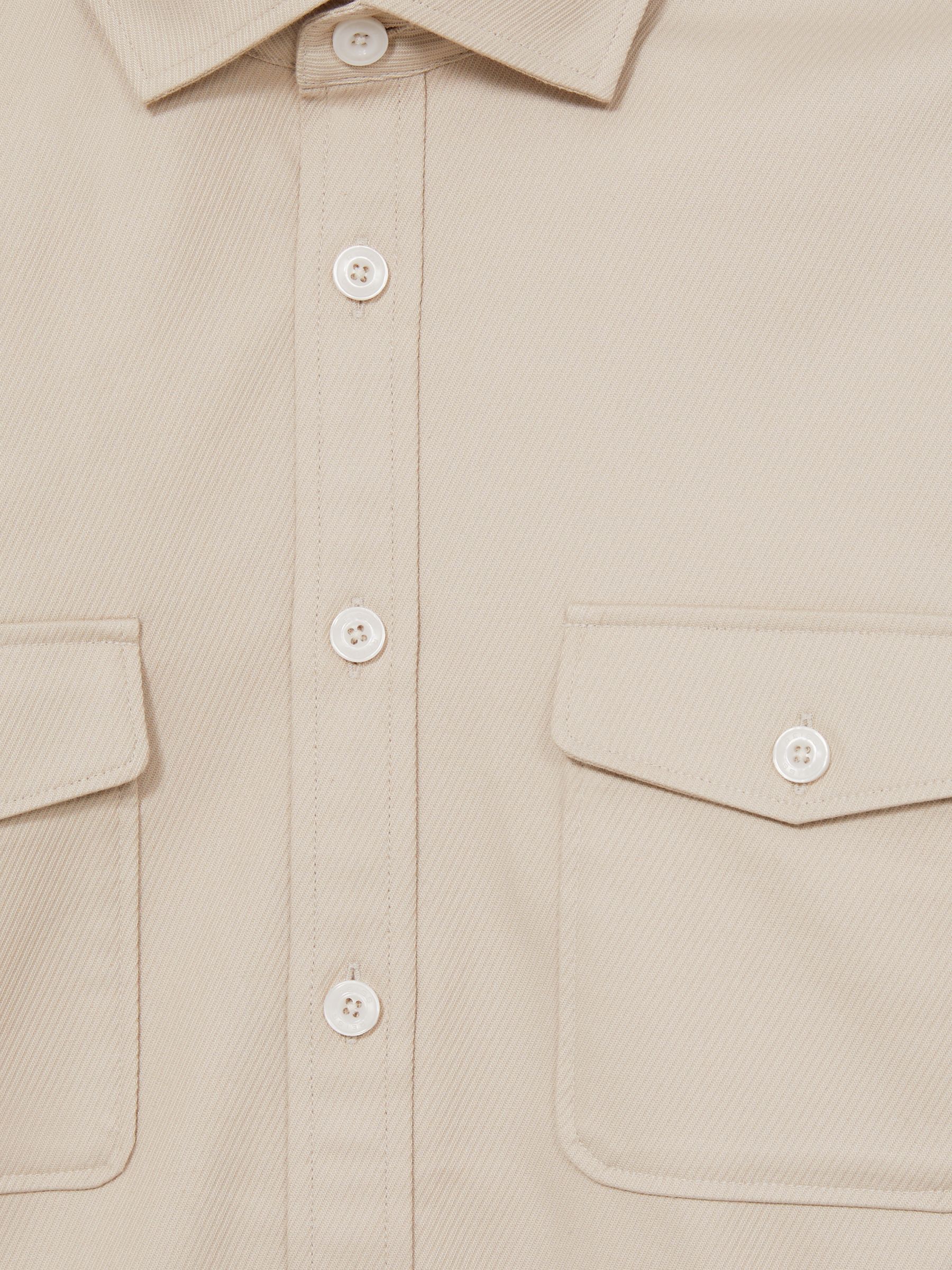 Stretch-Cotton Twill Twin-Pocket Overshirt in Stone