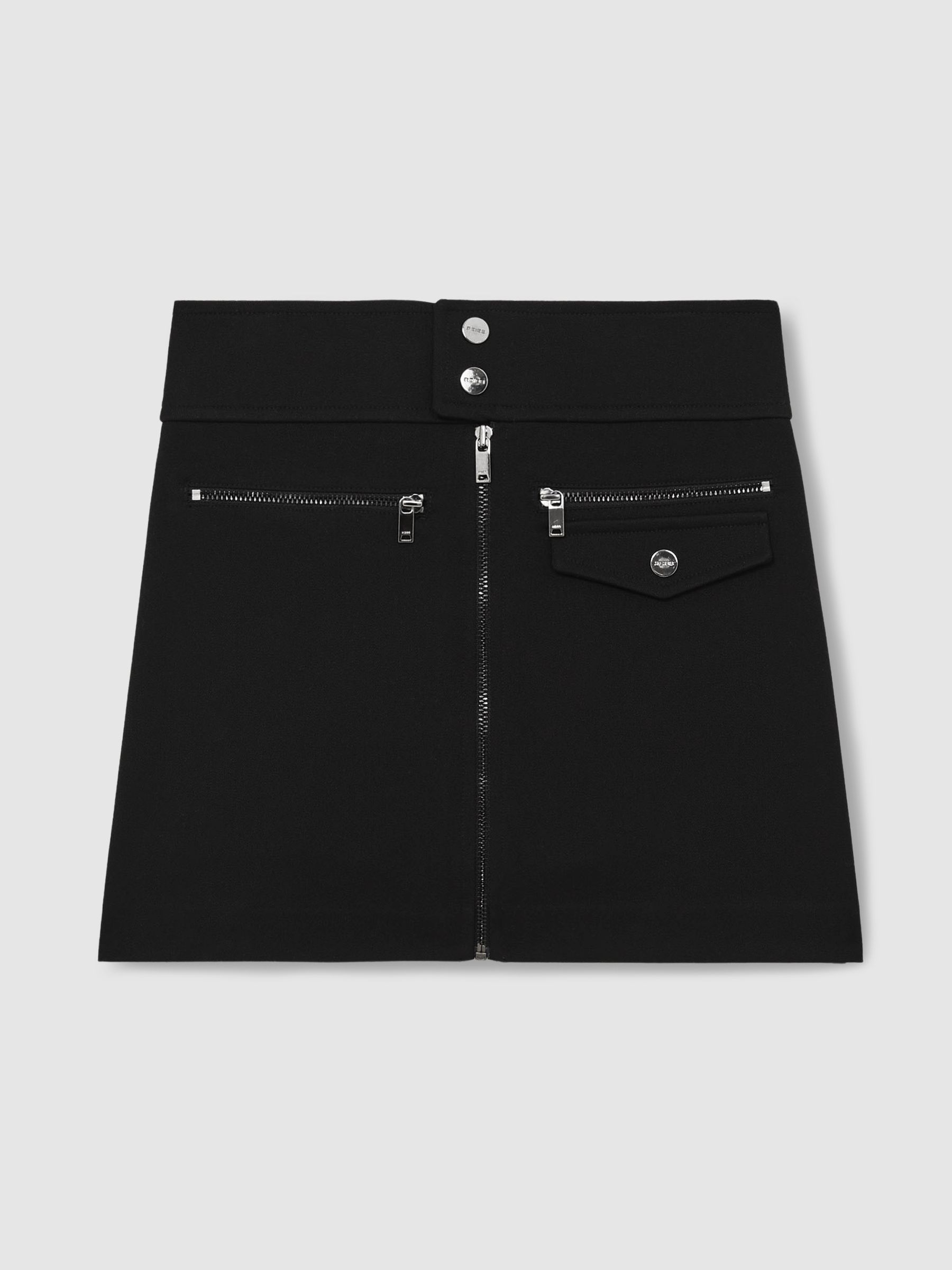 9-13 yrs Piqué Zip-Detail Mini Skirt in Black