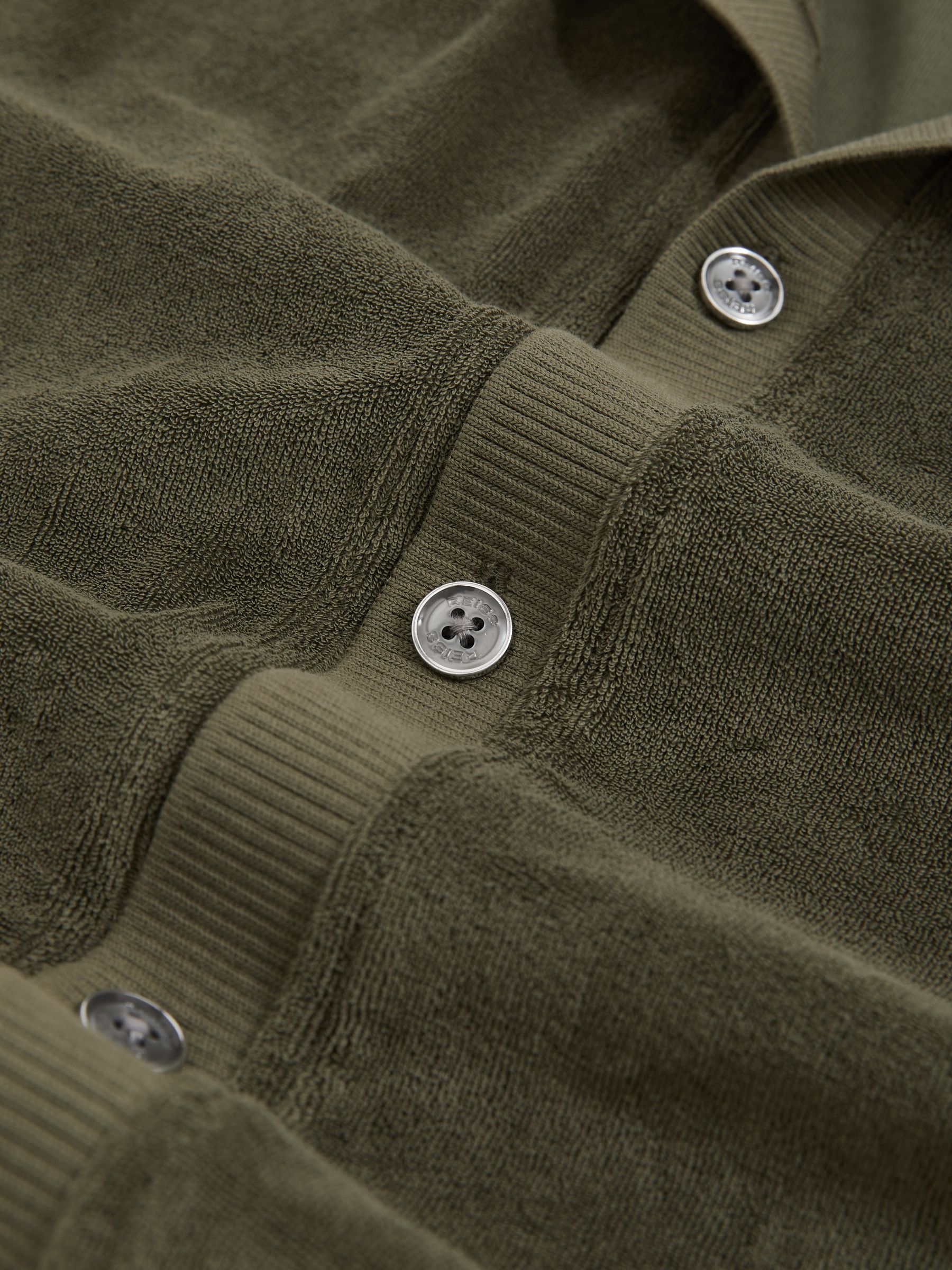 Cotton Blend Towelling Shirt in Green