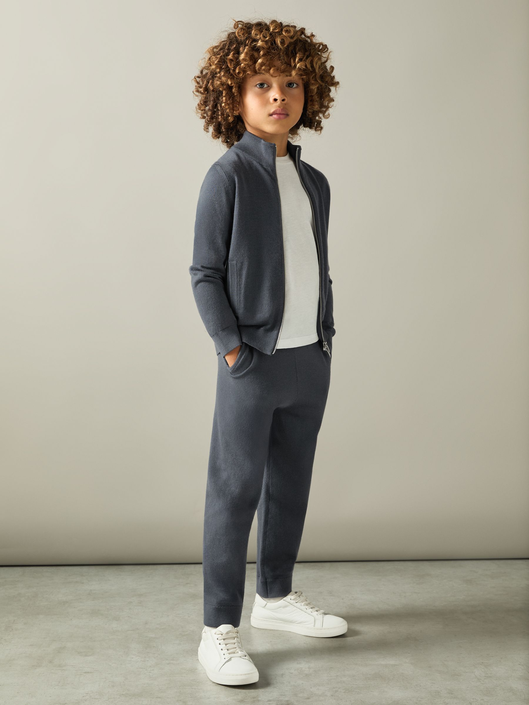 9-13 yrs Merino-Blend Stretch Joggers in Blackened Blue