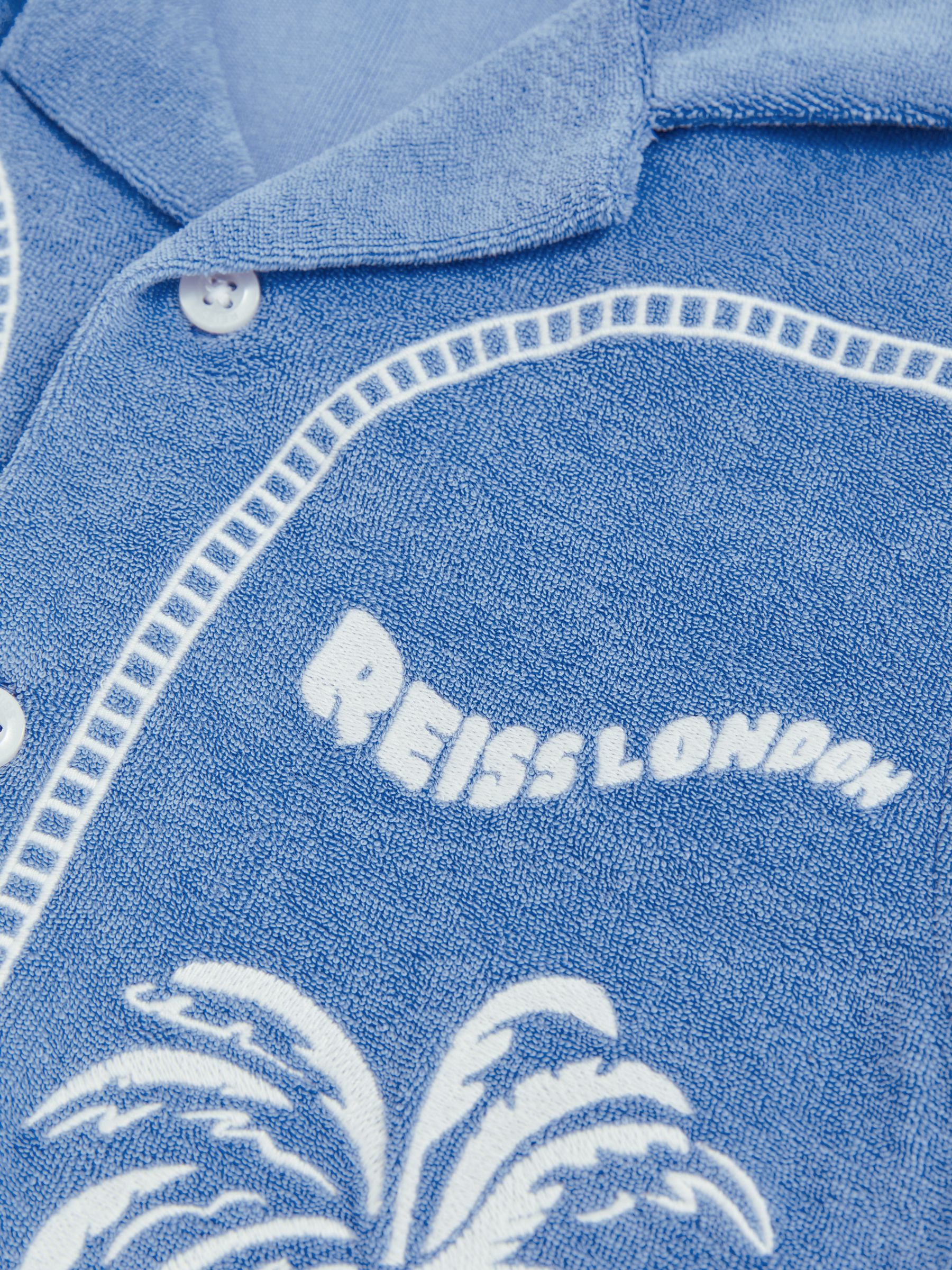 3-9 yrs Towelling Palm-Embroidered Shirt in Airforce Blue