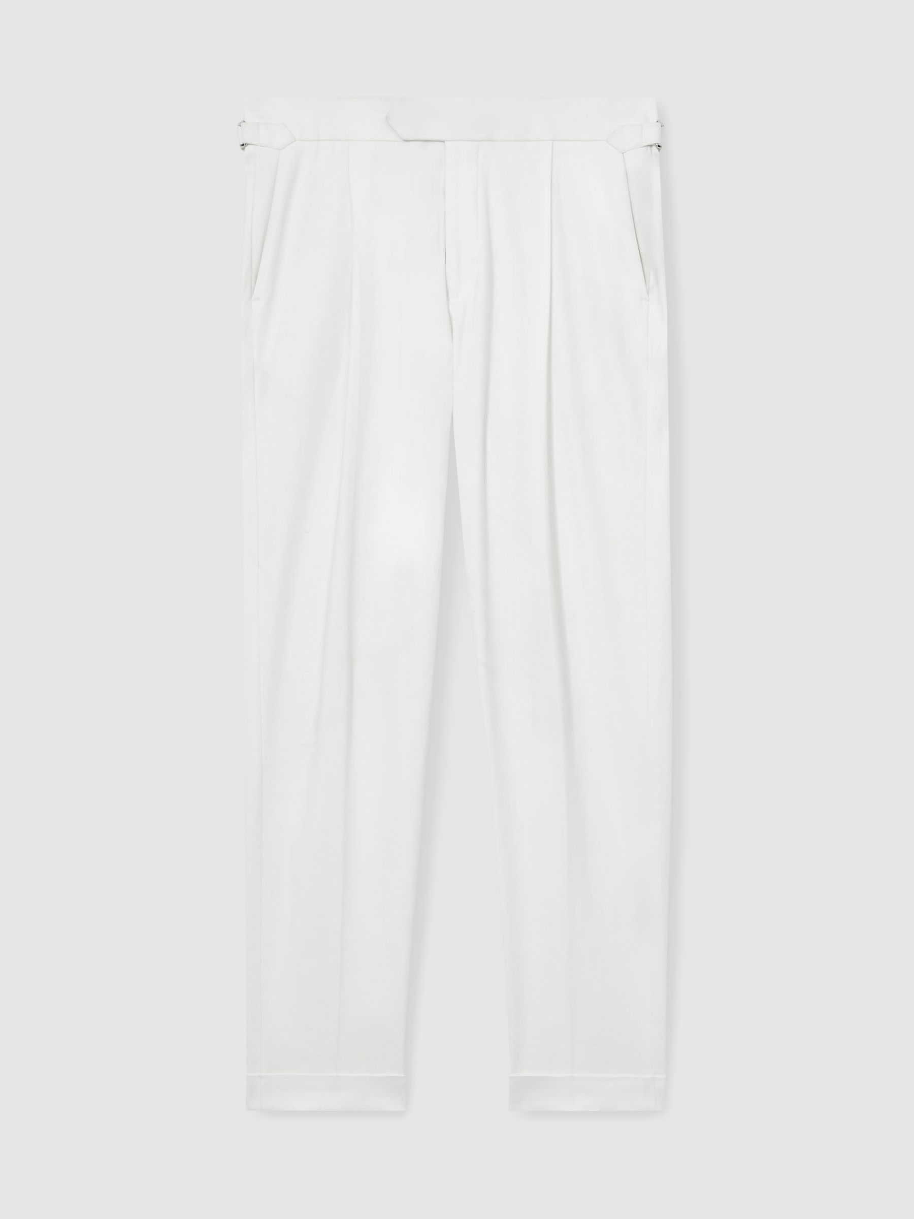 Cotton-Blend Tapered Trousers in White