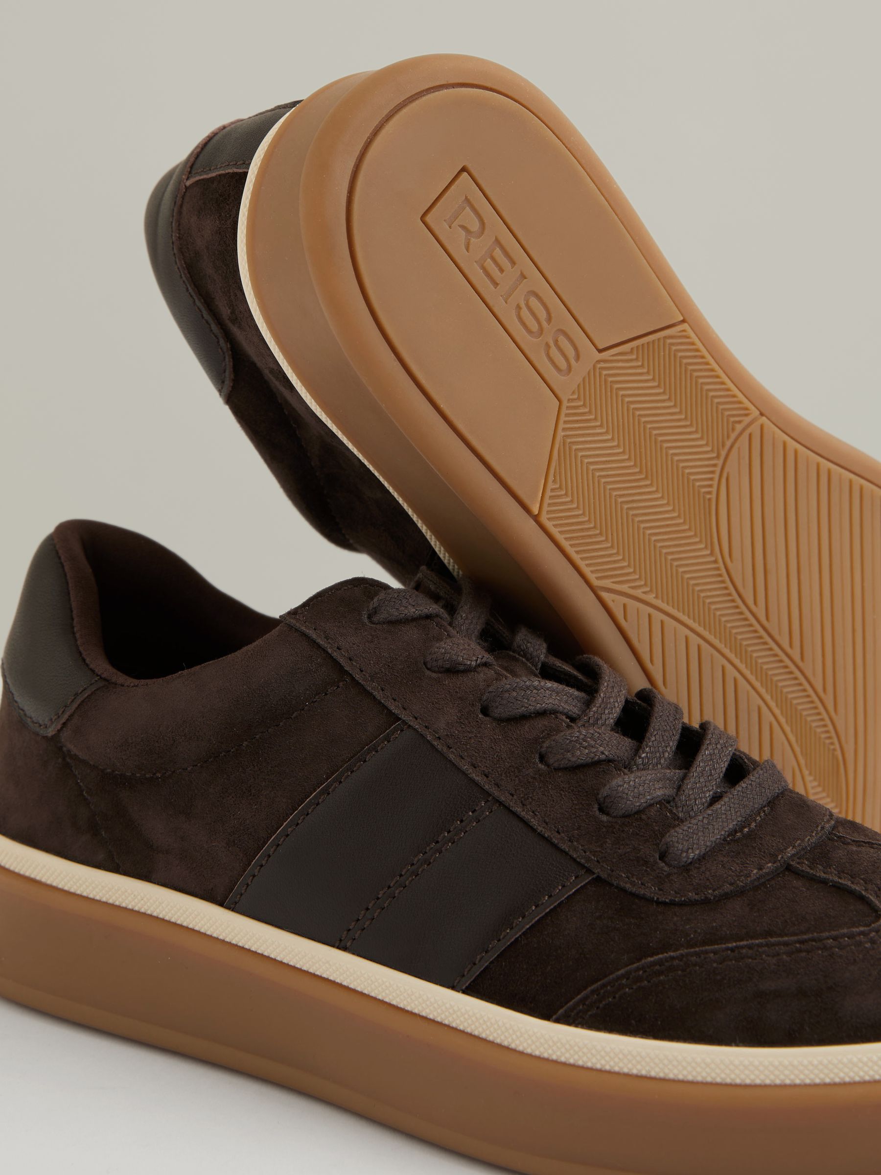 Suede Low-Top Trainers in Chocolate