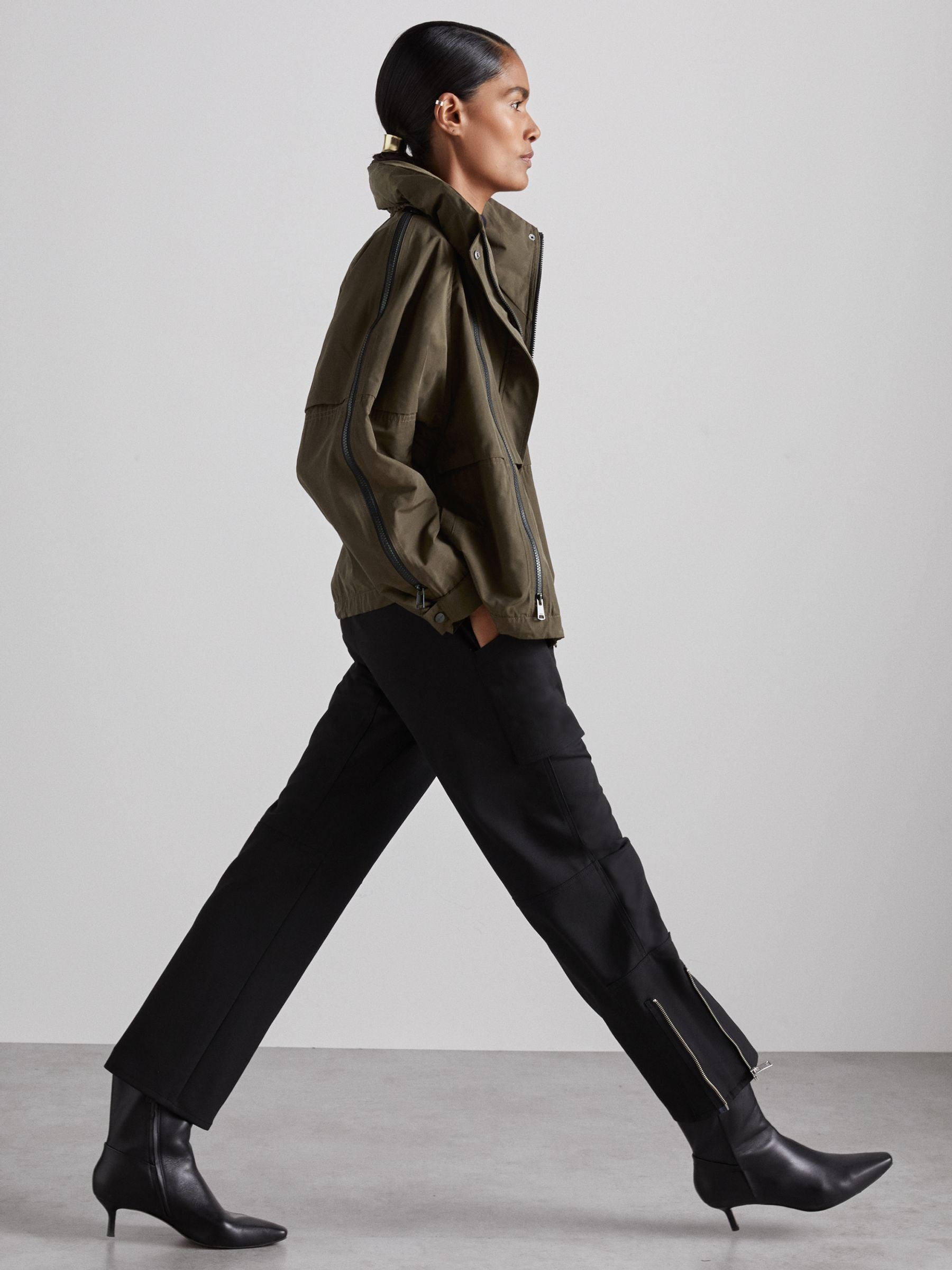 Atelier Zipped-Shell Coat in Khaki