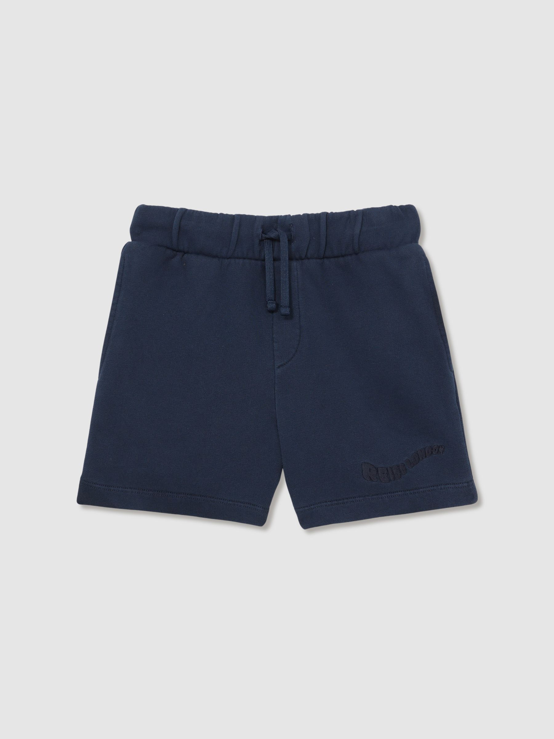 13-14 yrs Cotton Brand-Embroidered Shorts in Washed Navy