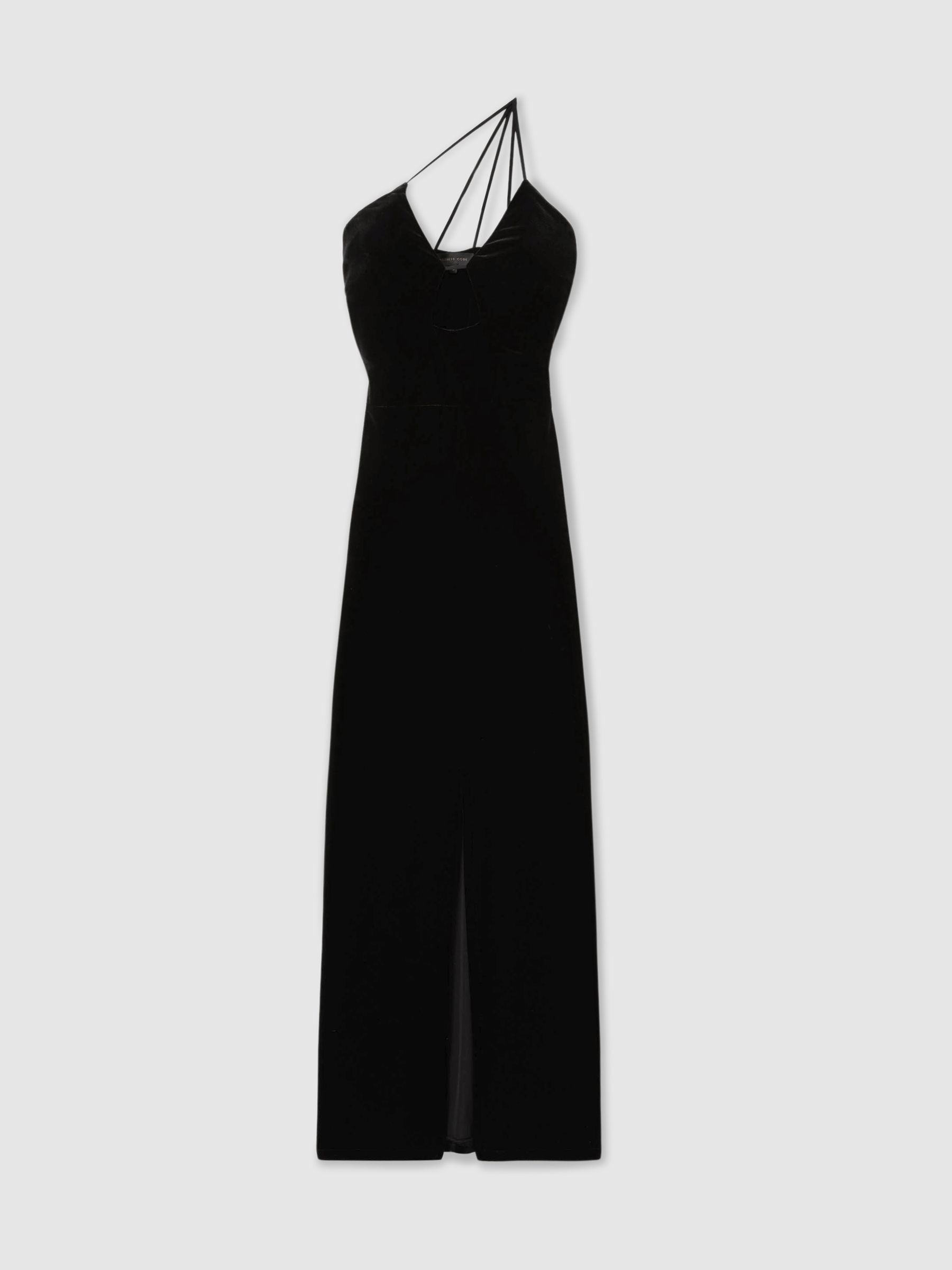 Undress Code Plunge-Neck Velvet Maxi Dress in Black