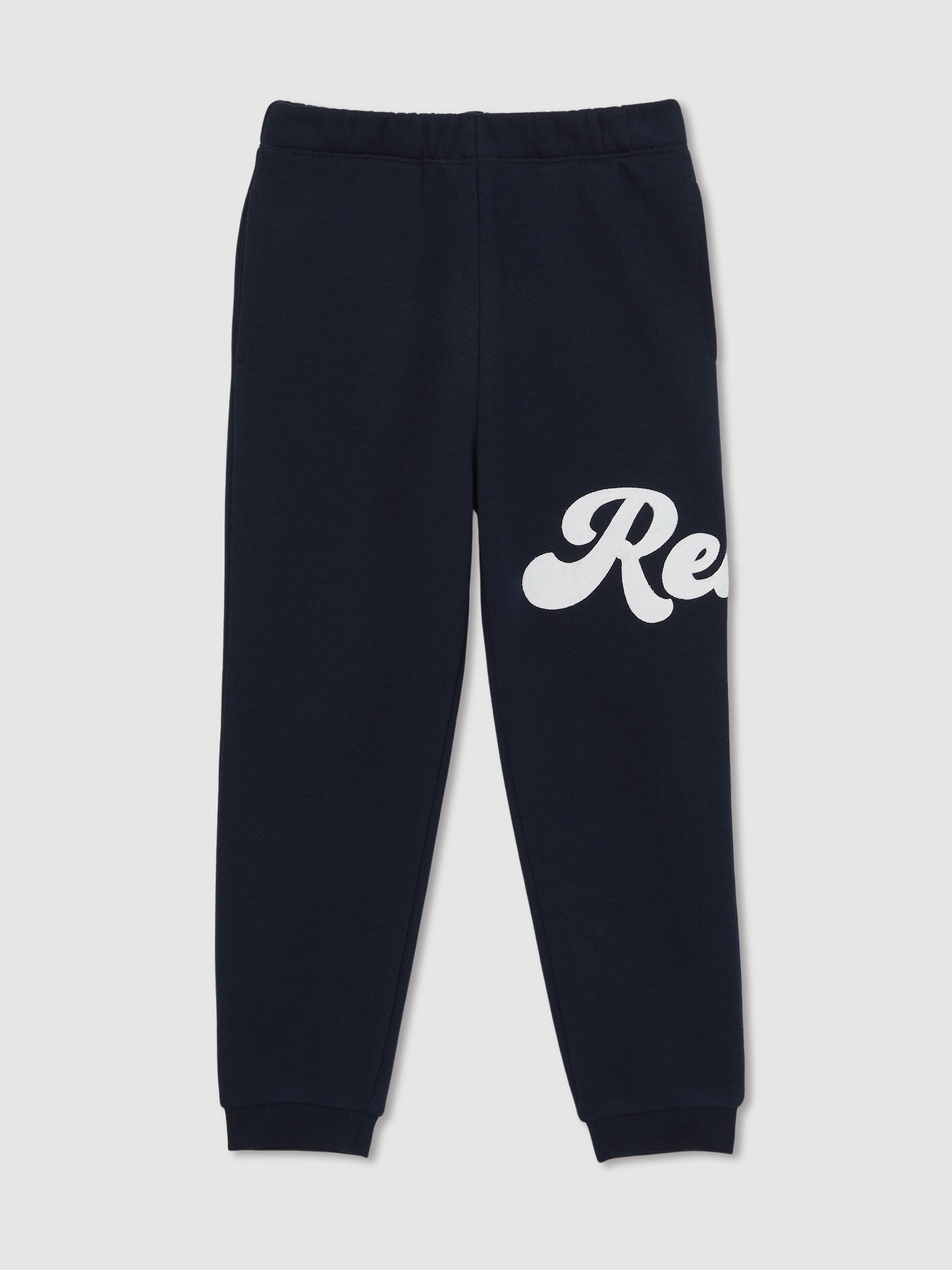 13-14 yrs Cotton-Blend Logo Script Joggers in Navy