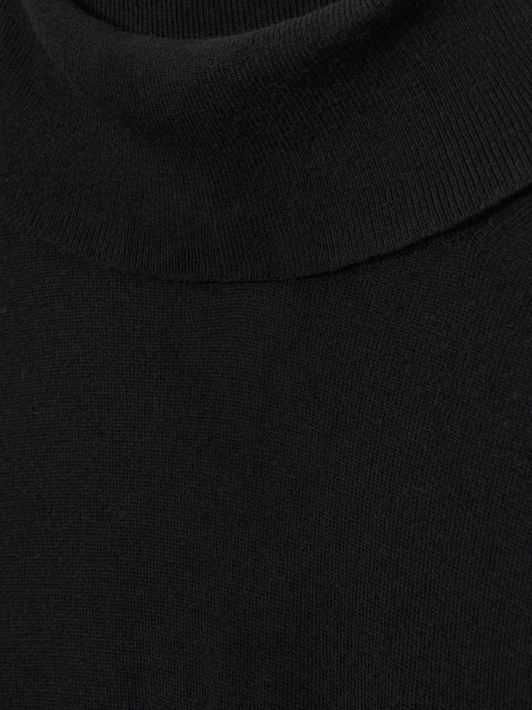 Merino Wool Roll Neck Jumper in Black