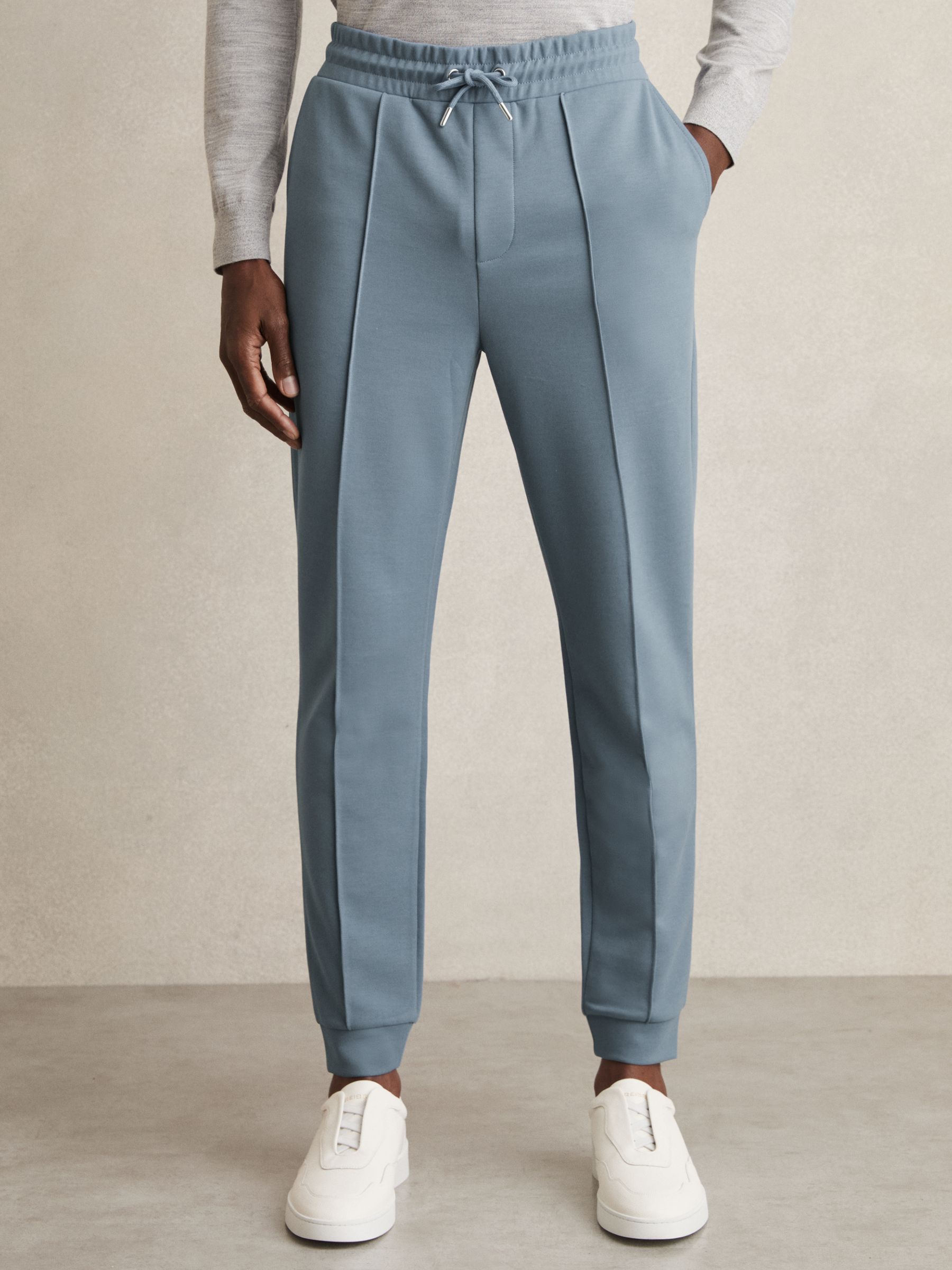 Stretch Jersey Tailored Joggers in Airforce Blue