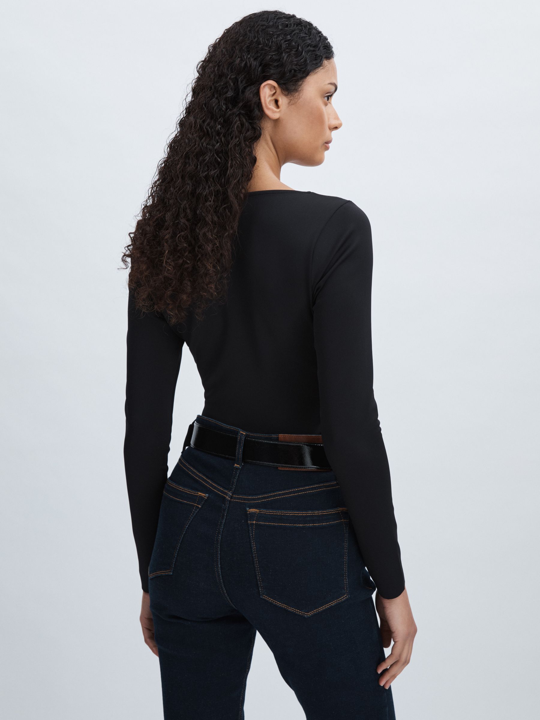 Good American Scuba Scoop Neck Bodysuit in Black