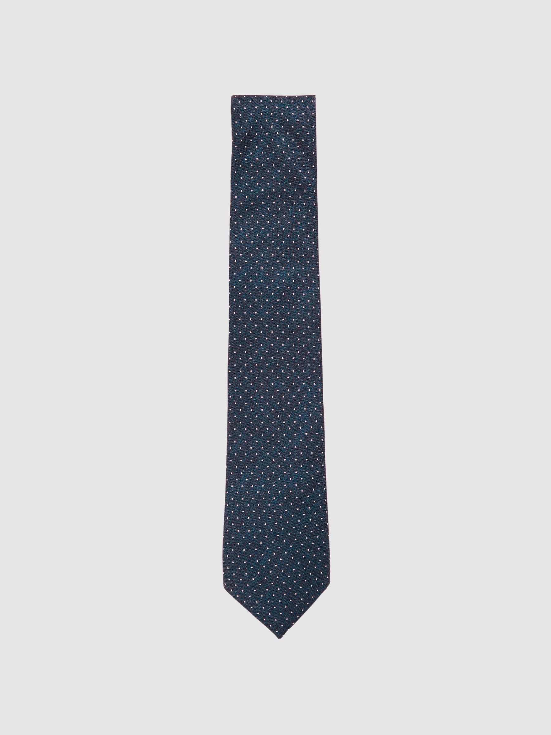 Silk Pin-Dot Tie in Navy
