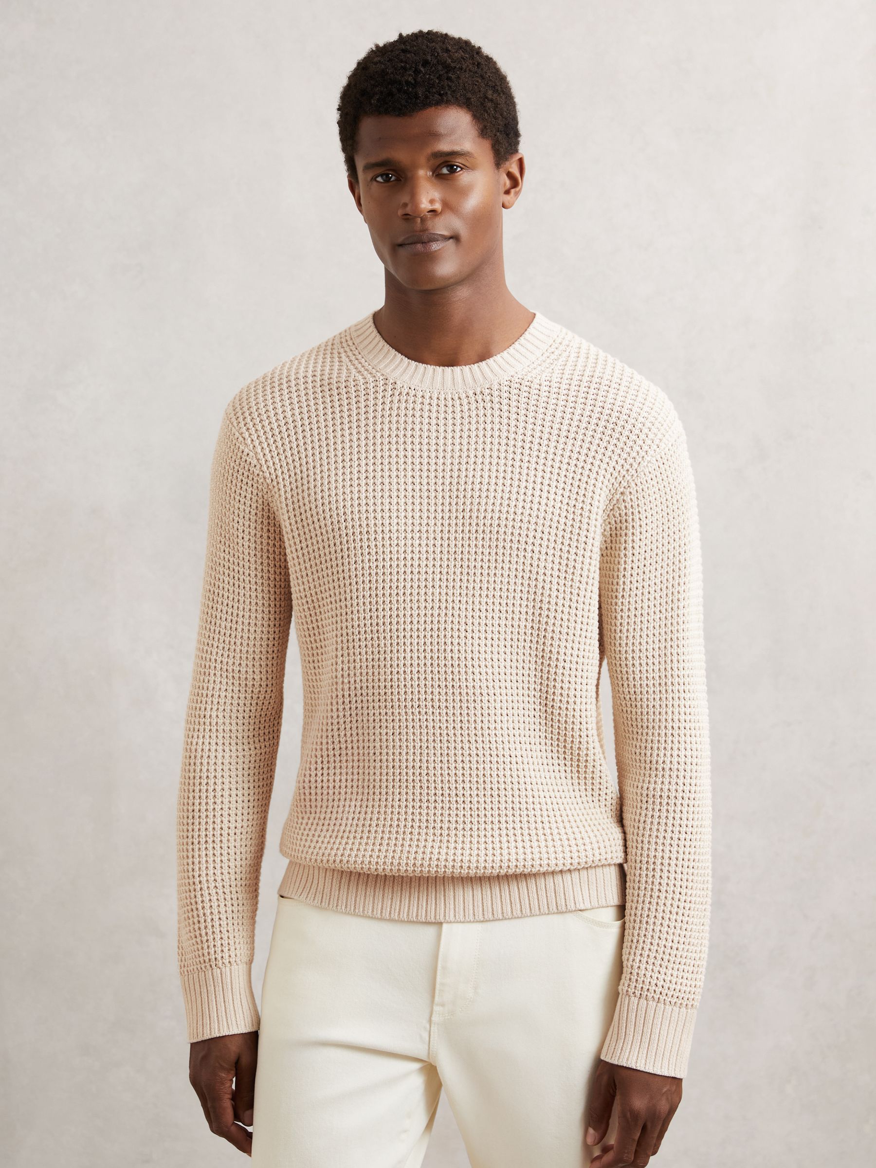 Paige Cotton Waffle-Knit Sweater in Natural