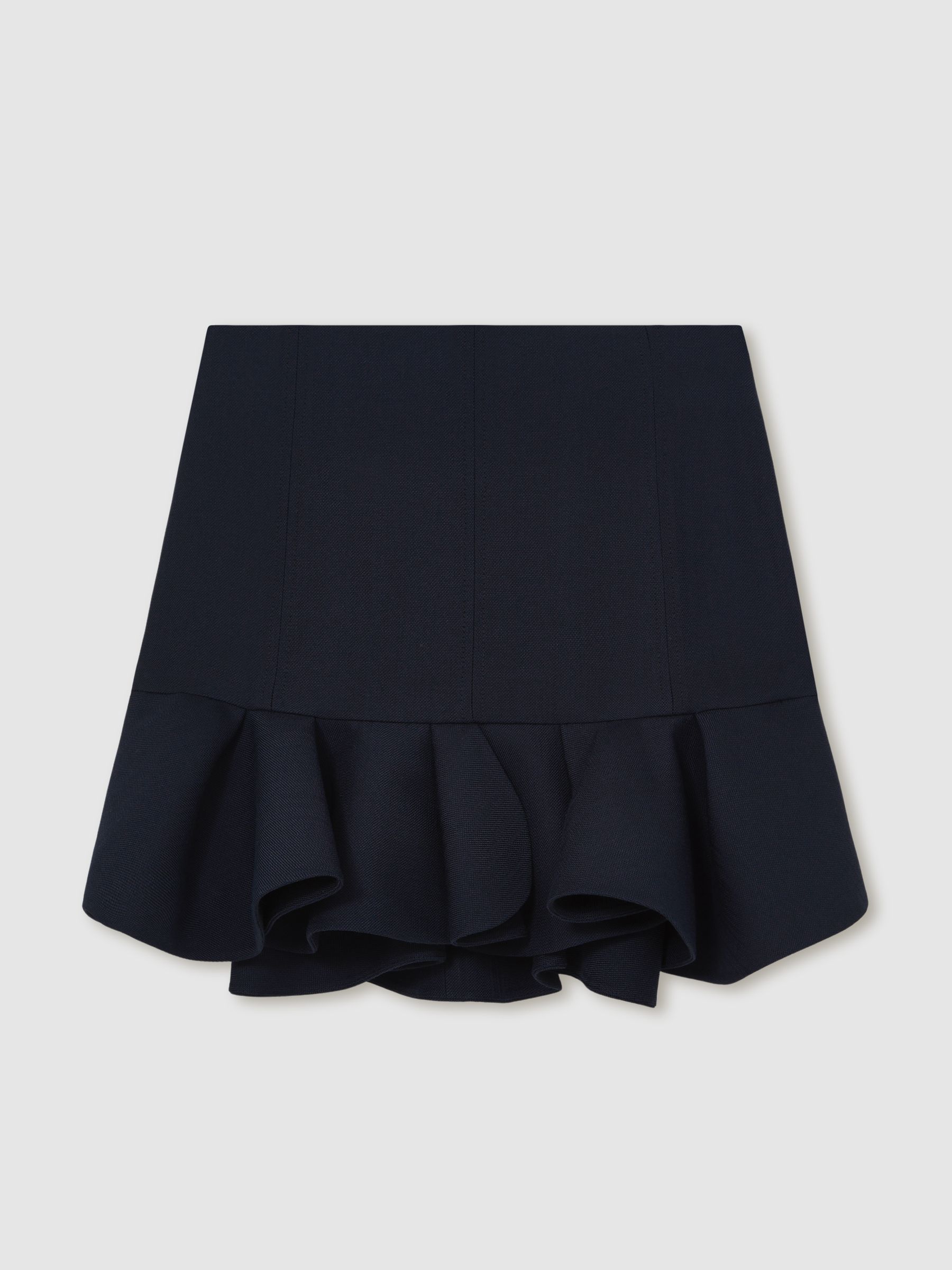 Ruffle-Hem Mini Skirt in Navy