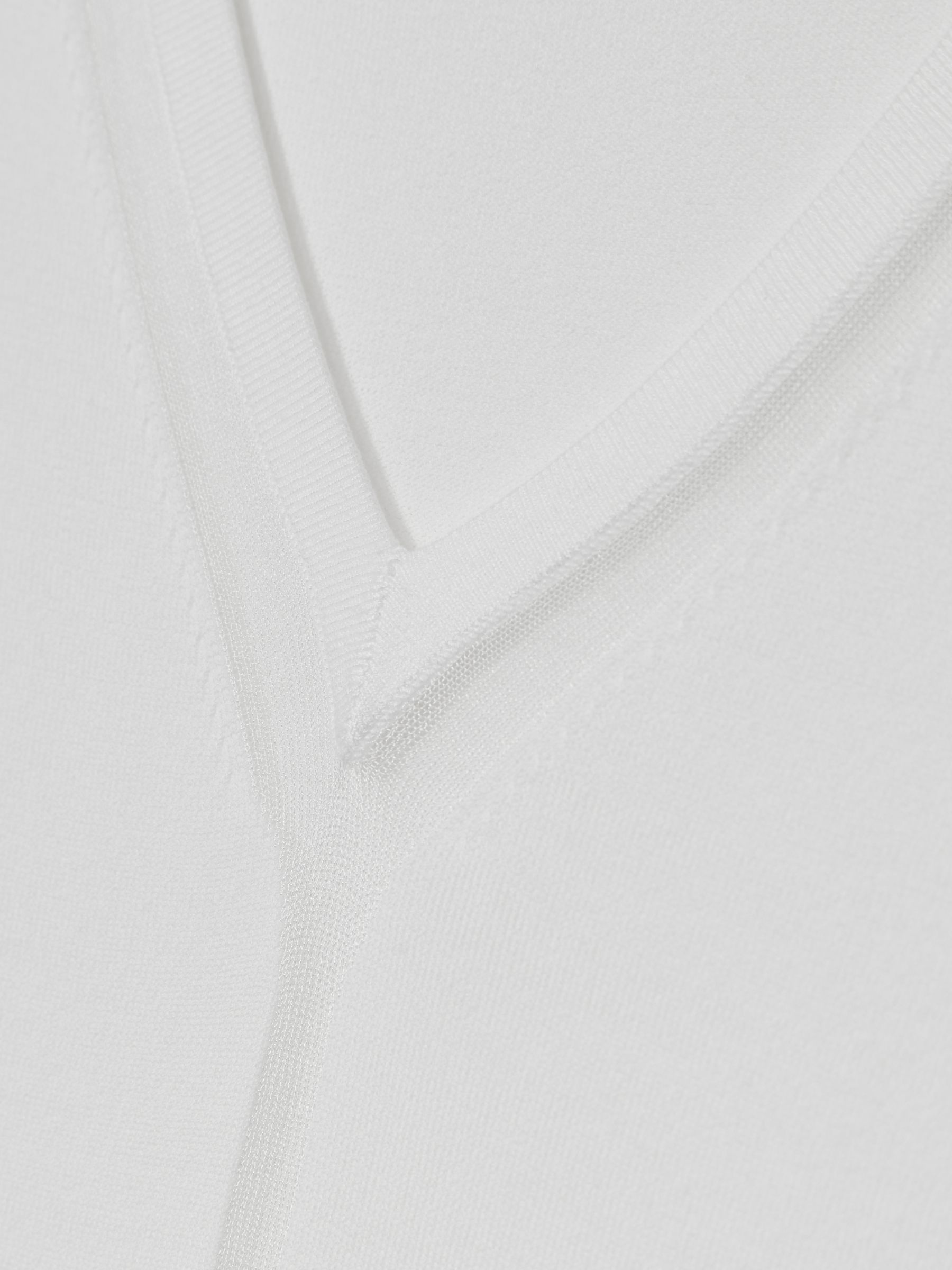 Sheer-Detail V-Neck Top in White