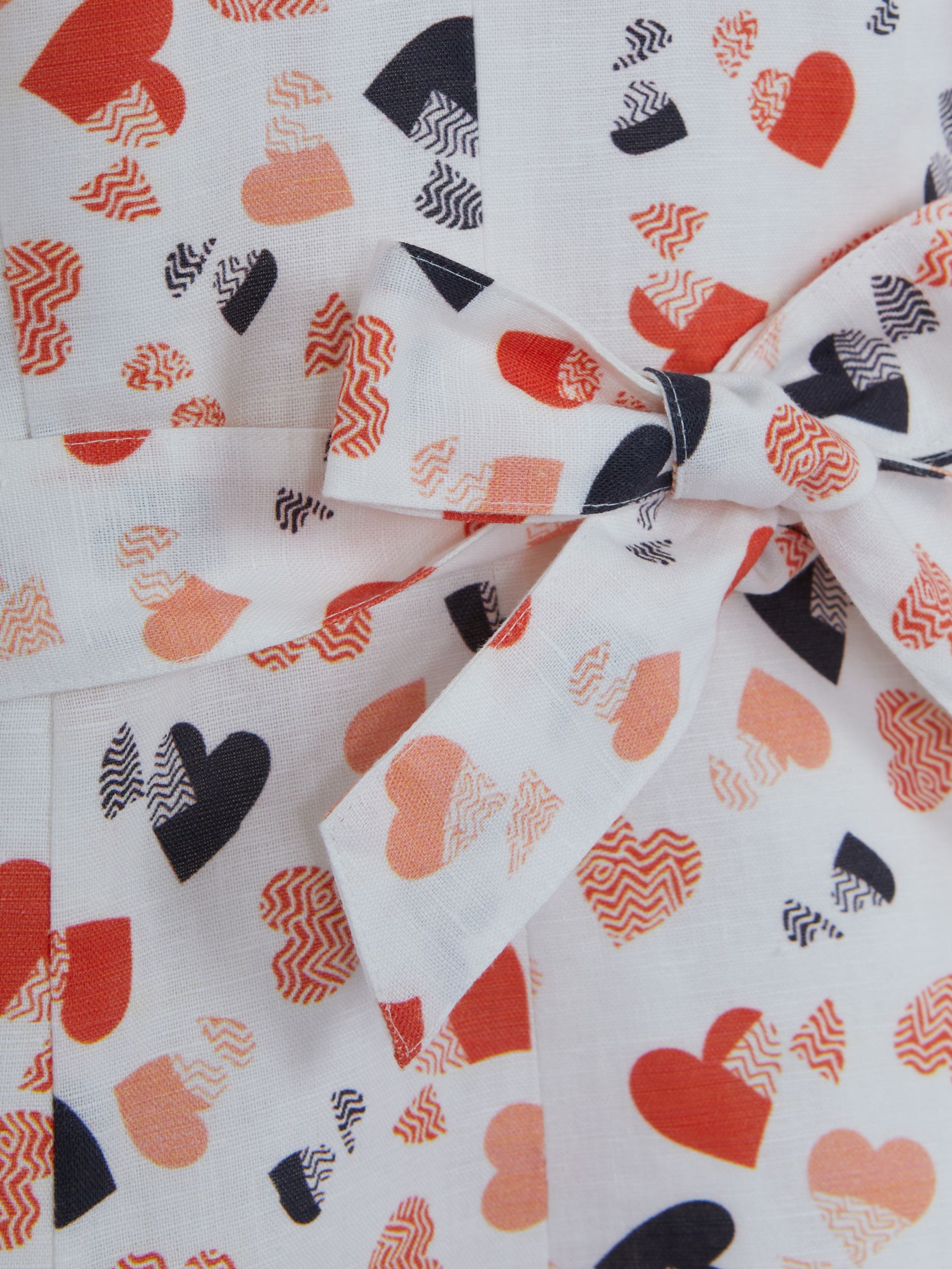 9-12 yrs Heart Print Linen Mini Dress in Ivory Print