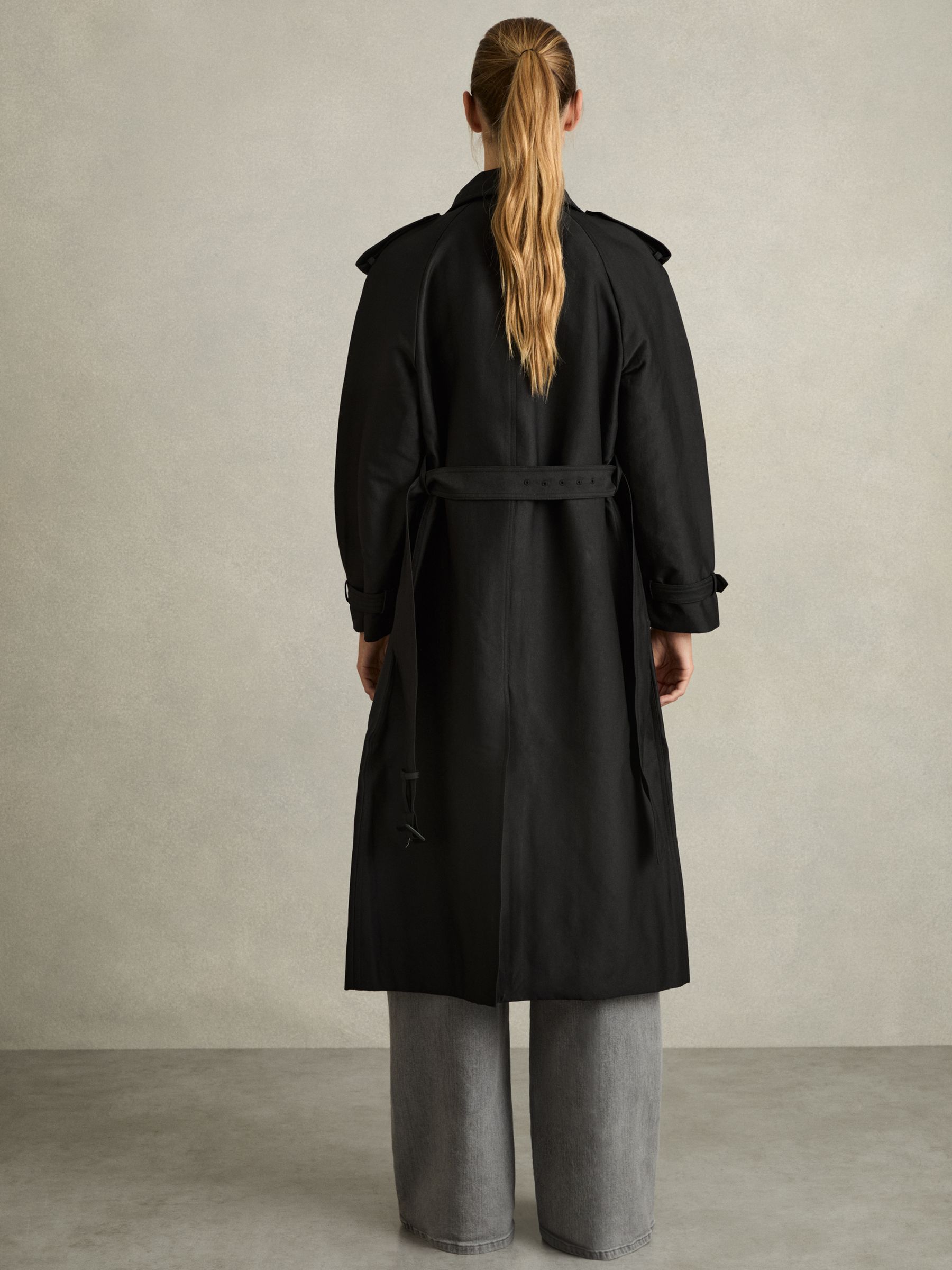 Gabardine Trench Coat with Cotton in Black