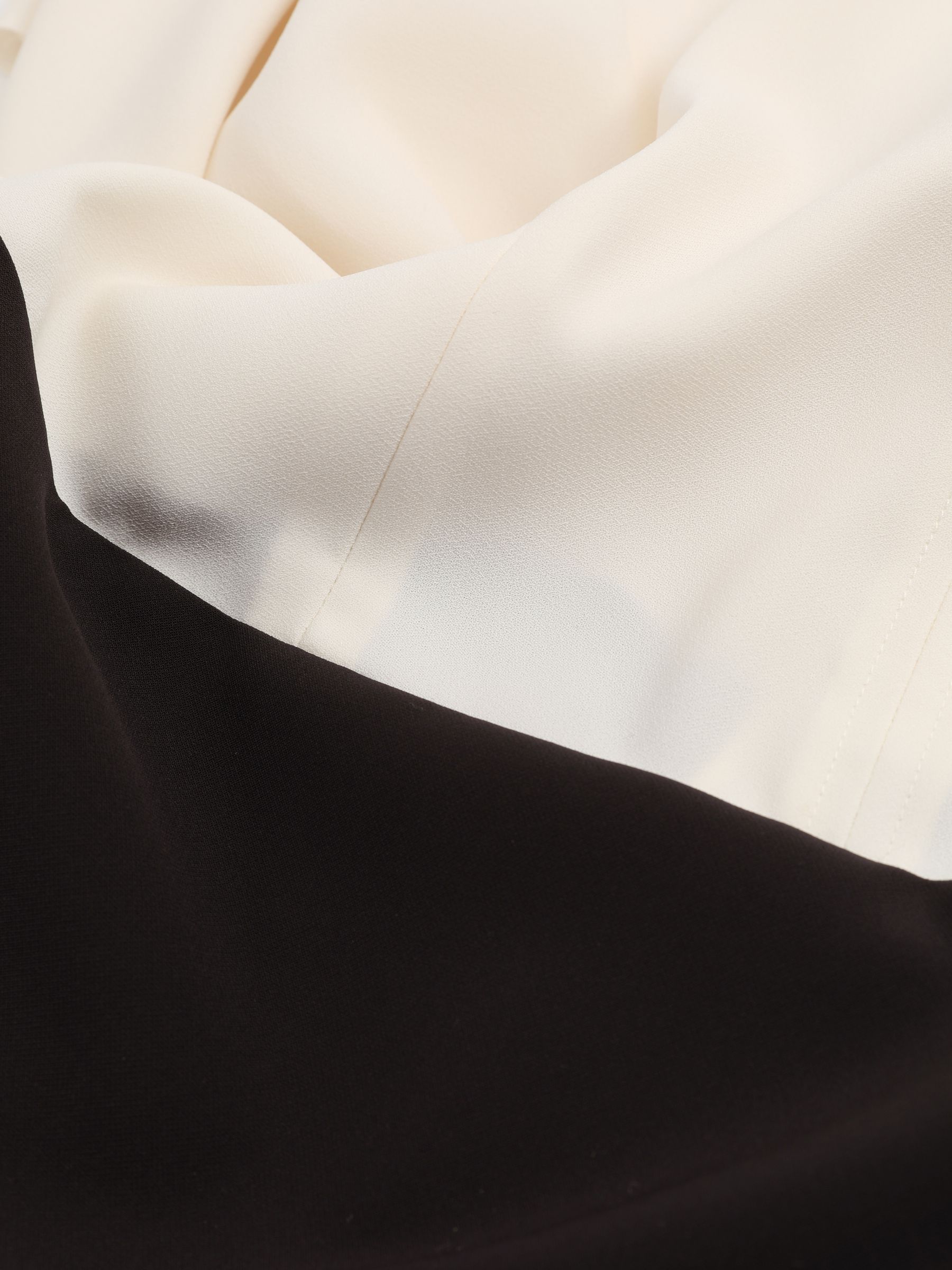 Draped Sleeve Colourblock Mini Dress in Ivory/Black