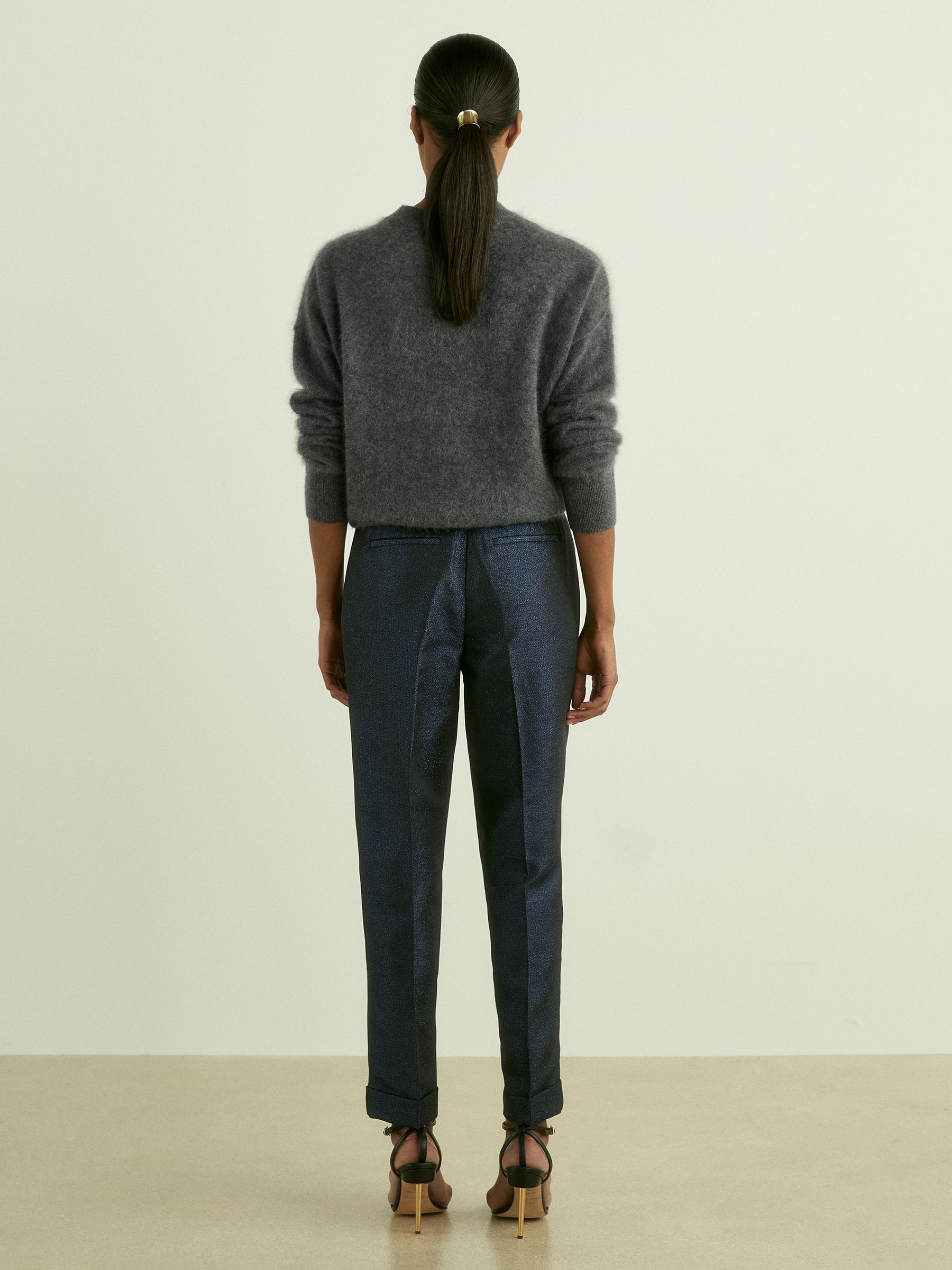 Sparkle Tapered Trousers in Navy