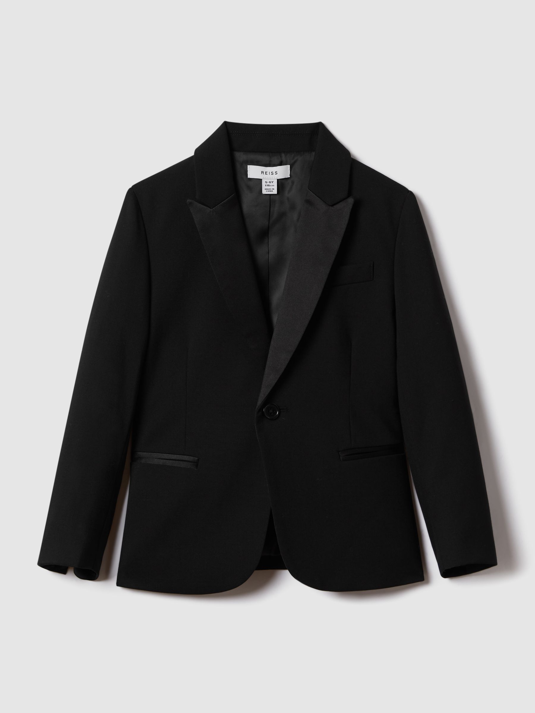 3-9 yrs Tuxedo Satin Single Breasted Blazer in Black
