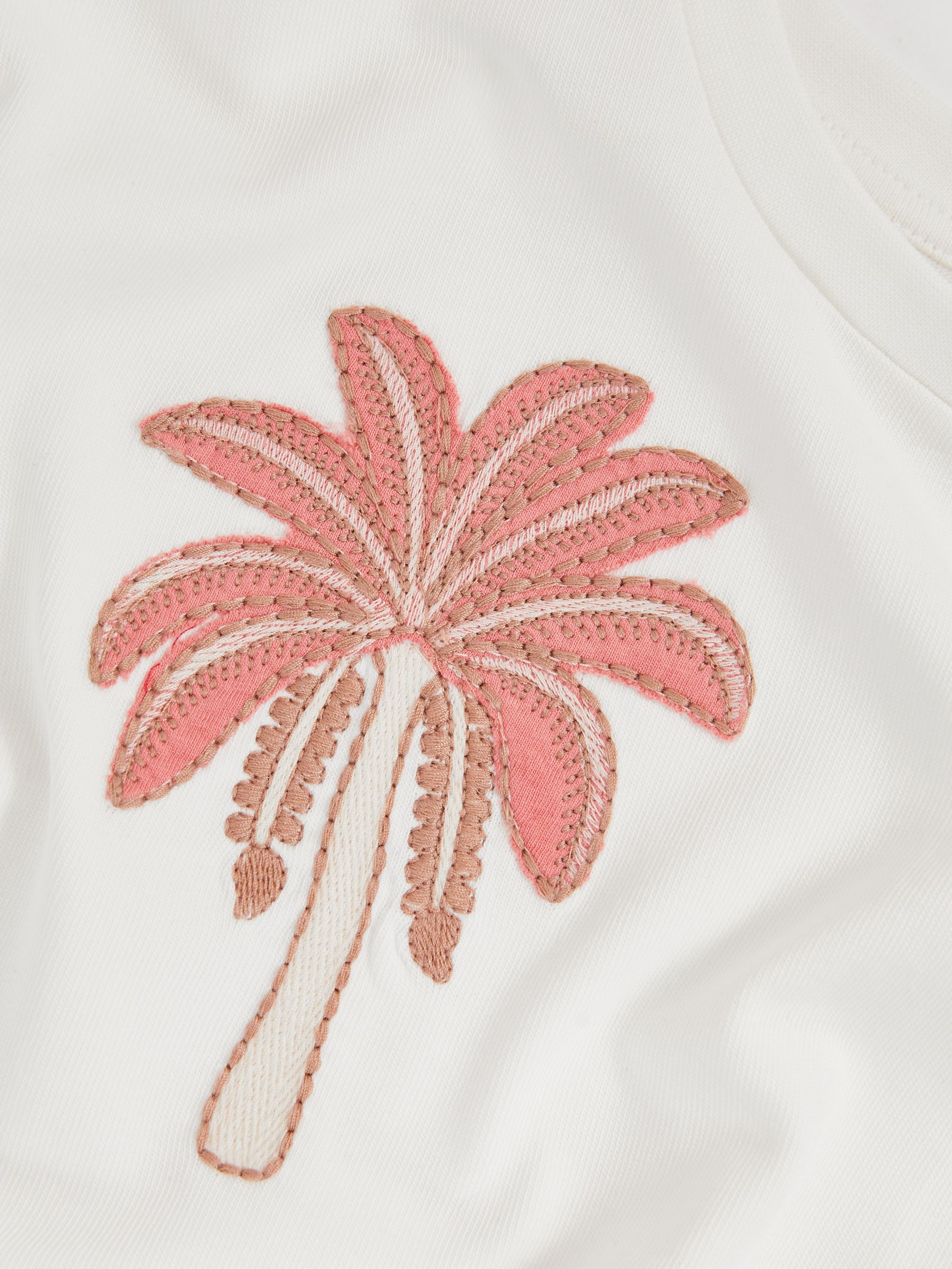 9-13 yrs Cotton Palm Tree Cropped T-Shirt in Ivory