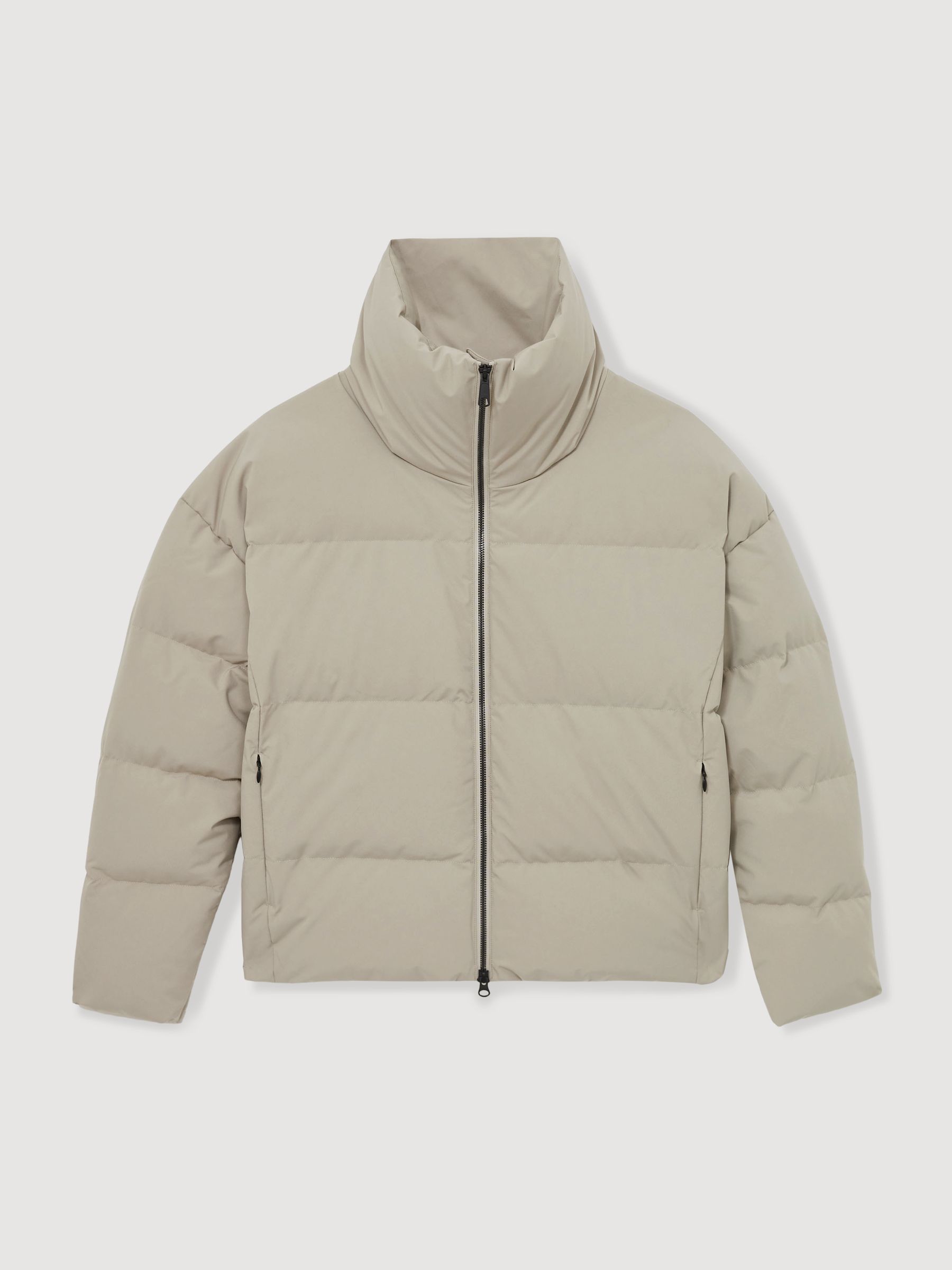 Scandinavian Edition Short Puffer Jacket in Khaki Sand