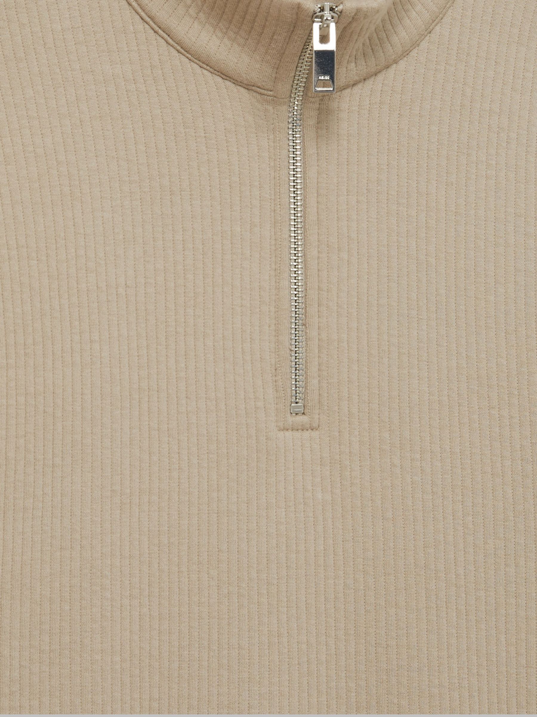 Half-Zip Funnel-Neck Jumper in Taupe
