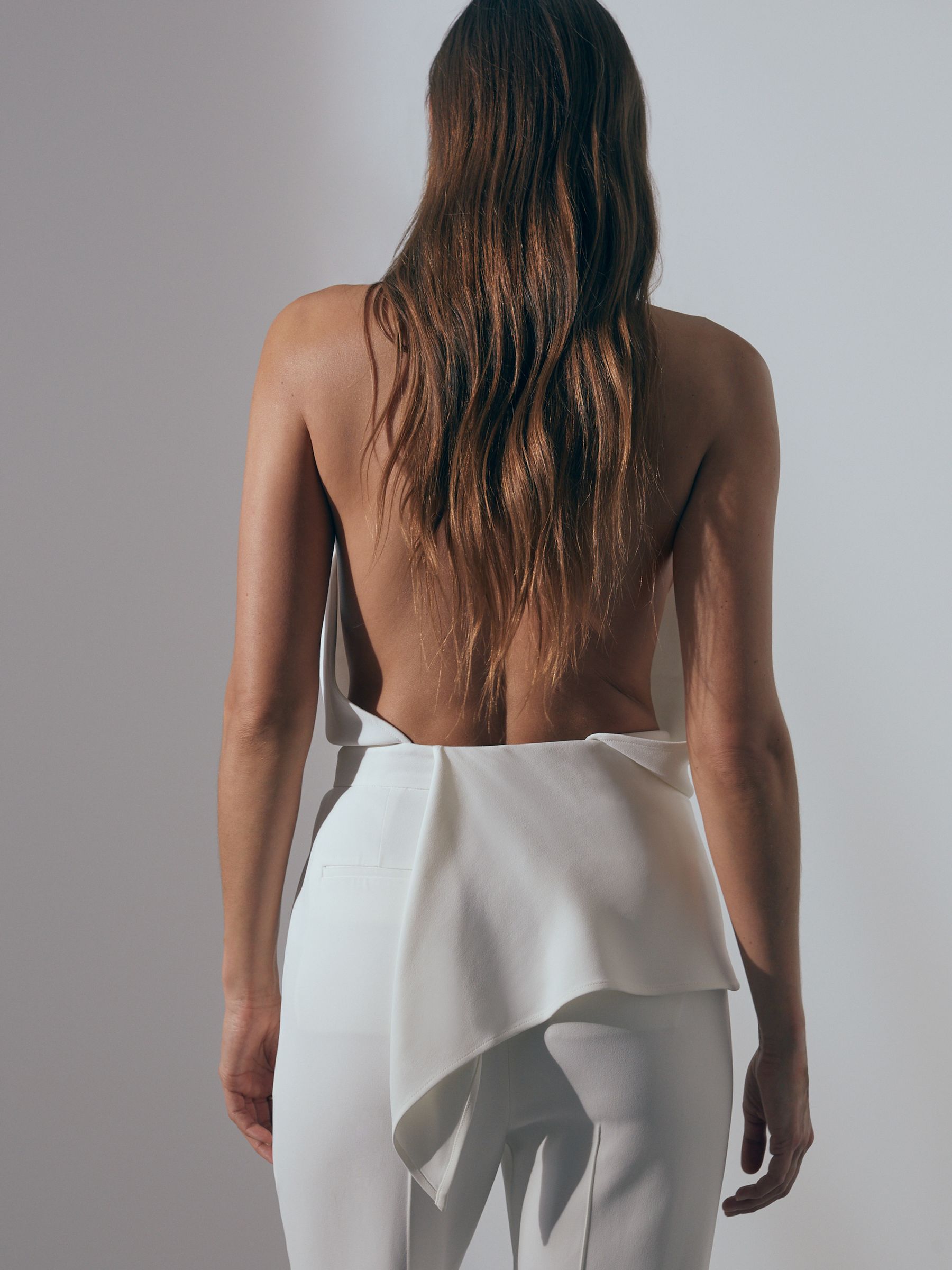 Atelier Drape Front Bridal Jumpsuit in Ivory