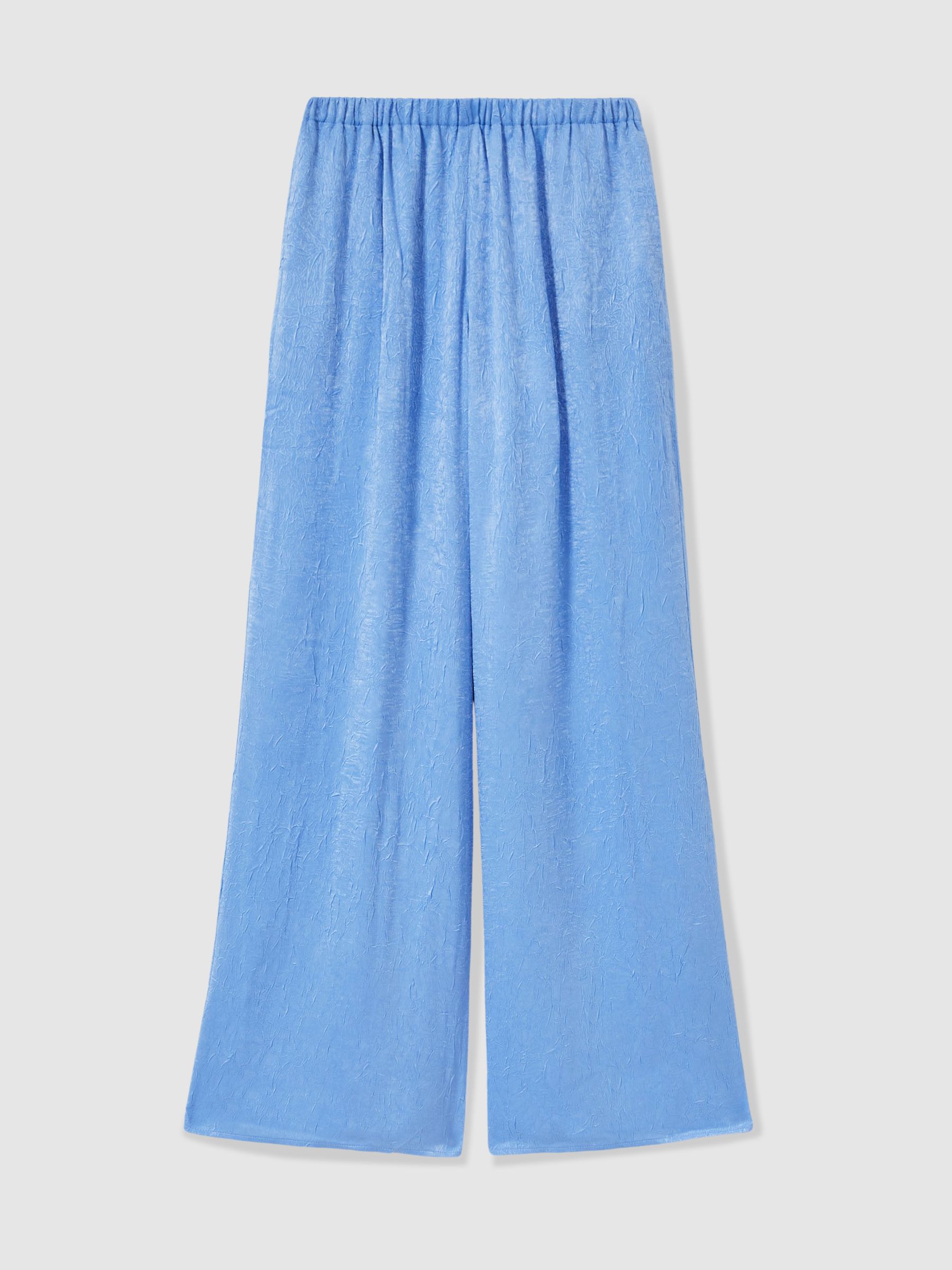 Crinkle-Satin Wide-Leg Trousers in Periwinkle