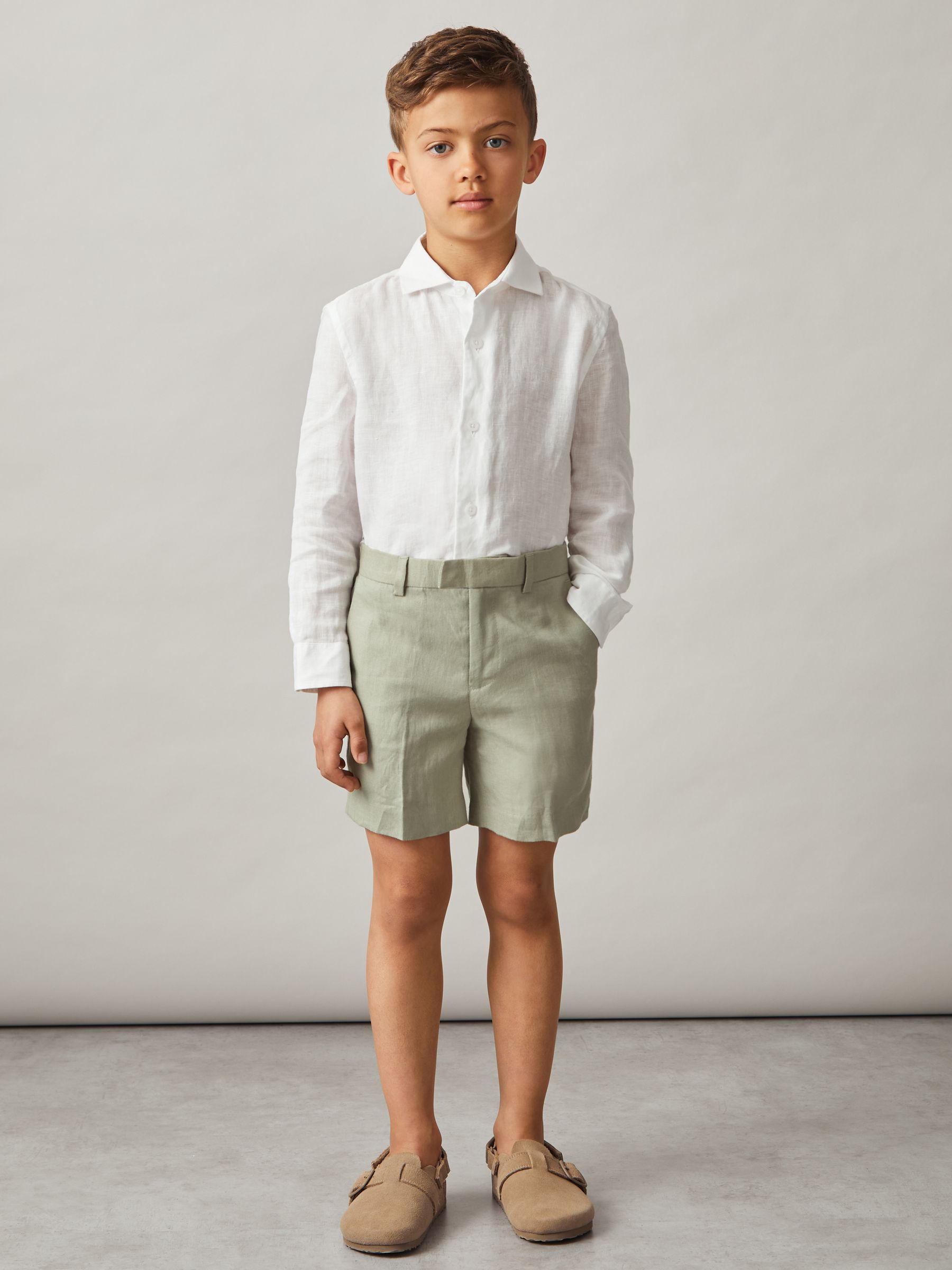 3-9 yrs Linen Suit Shorts in Apple