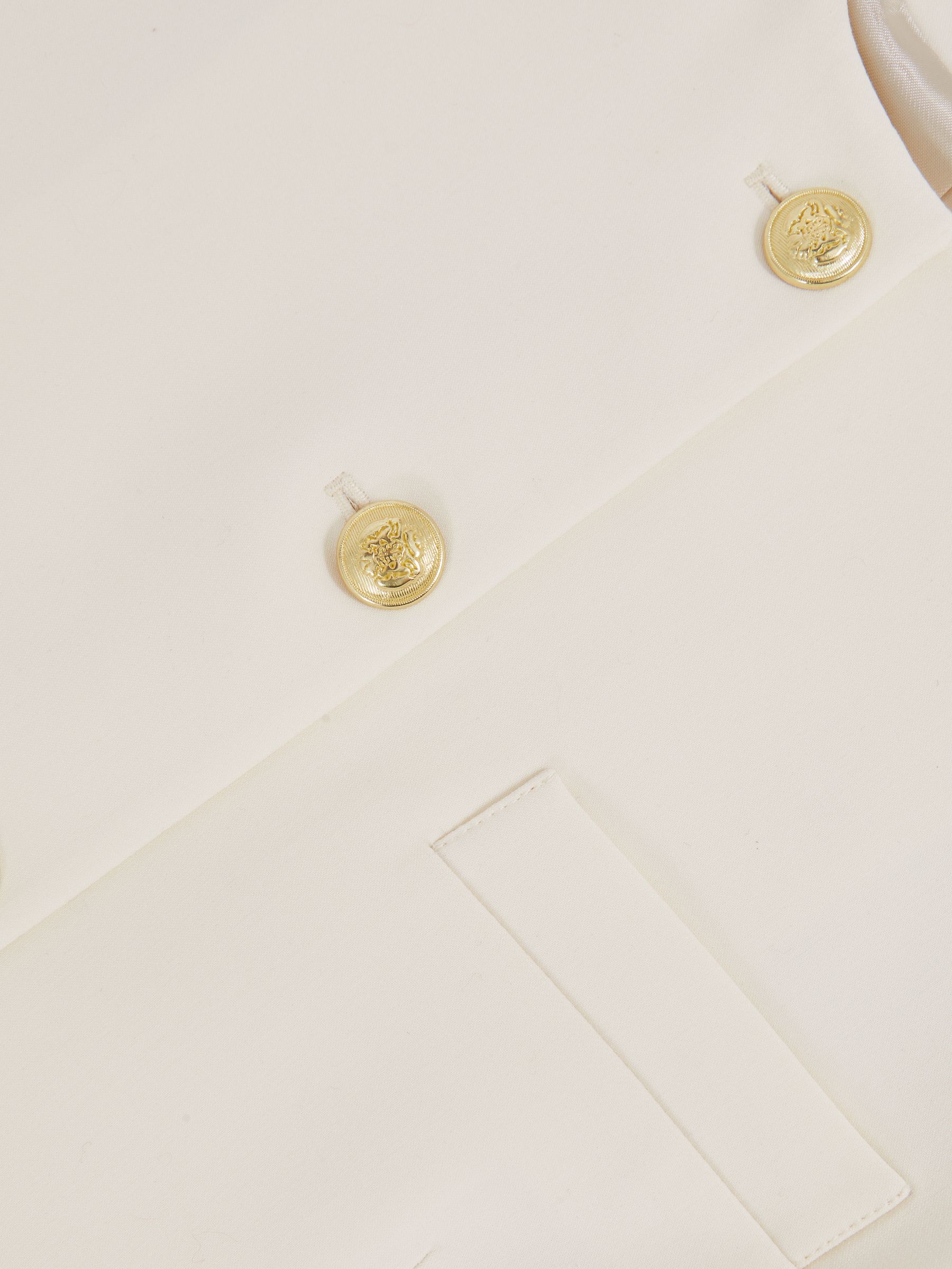 High-Neck Longline Waistcoat in Cream