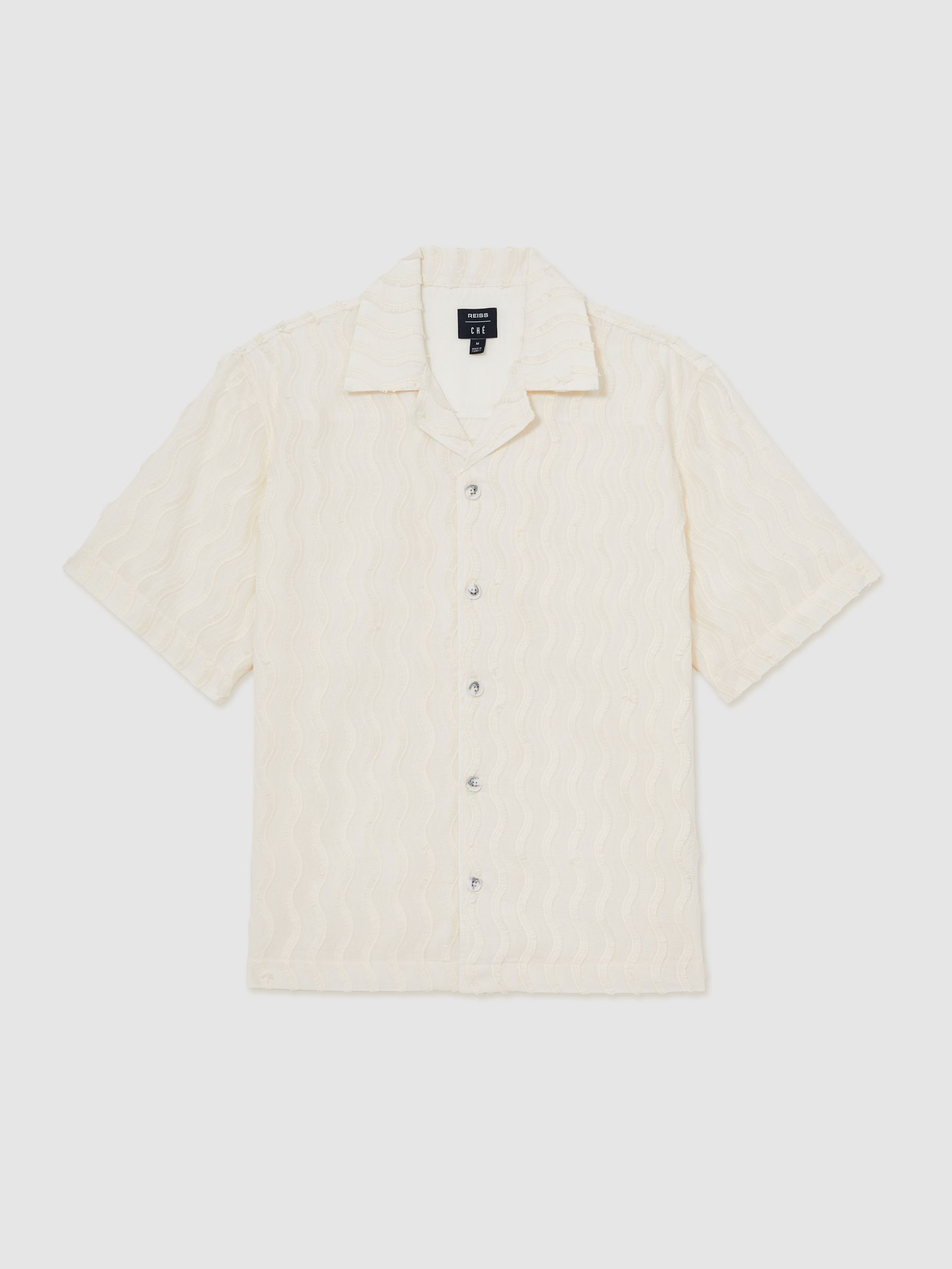 Reiss | Ché Fringed-Wave Shirt in Off White