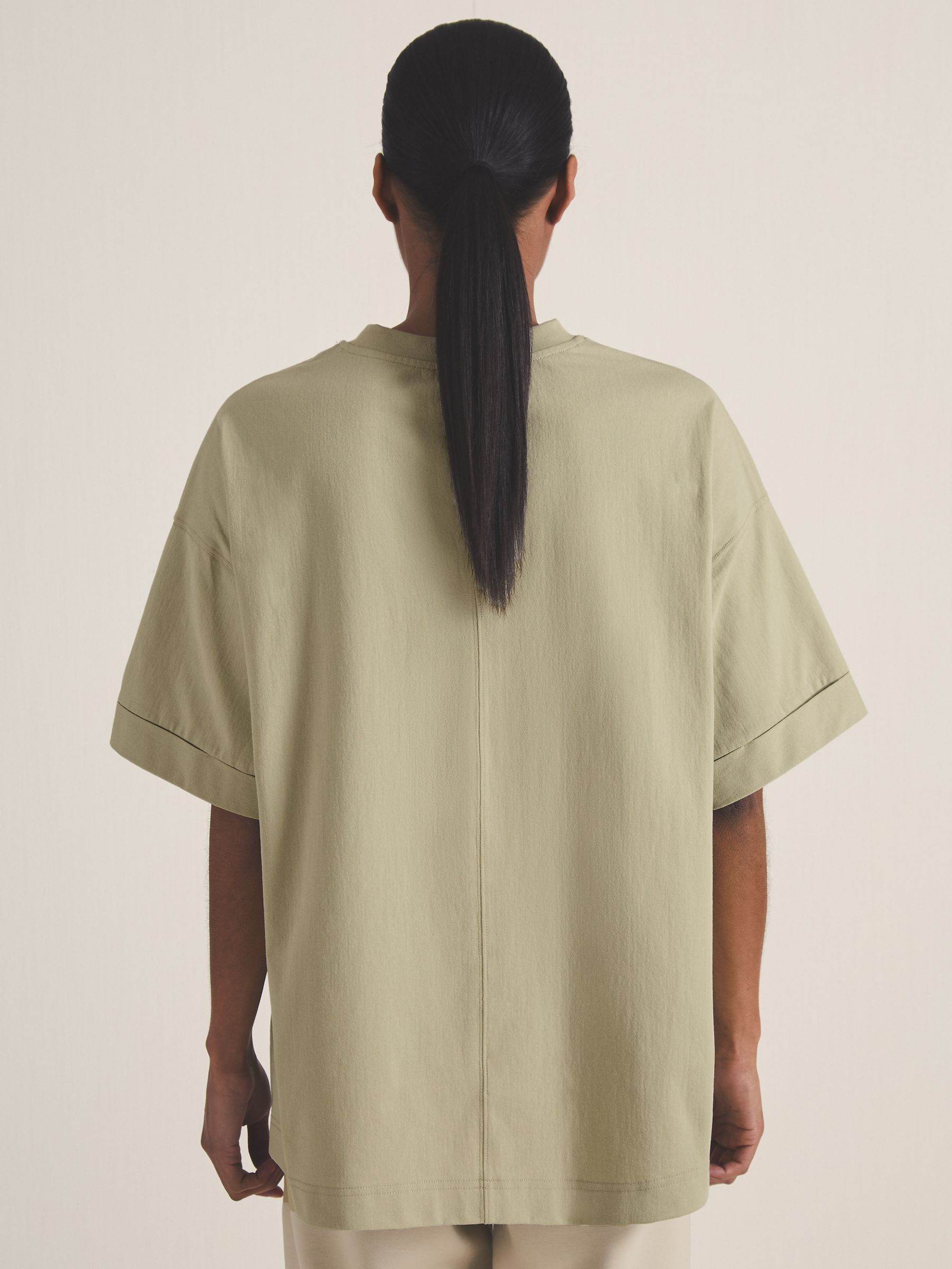 Reiss | Les 100 Ciels Oversize T-Shirt in Sage Green