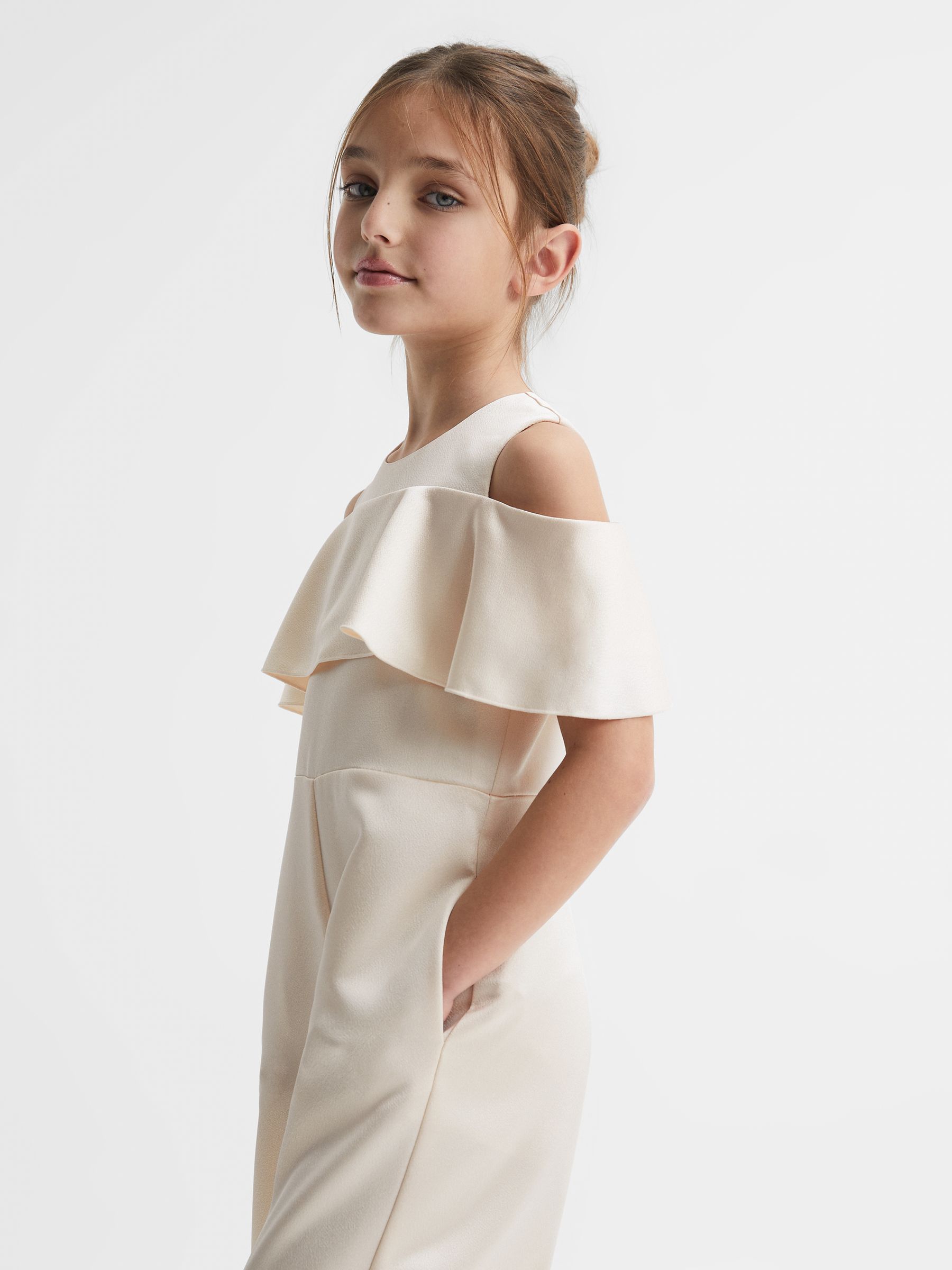 4-9 yrs Off-The-Shoulder Jumpsuit in Ivory