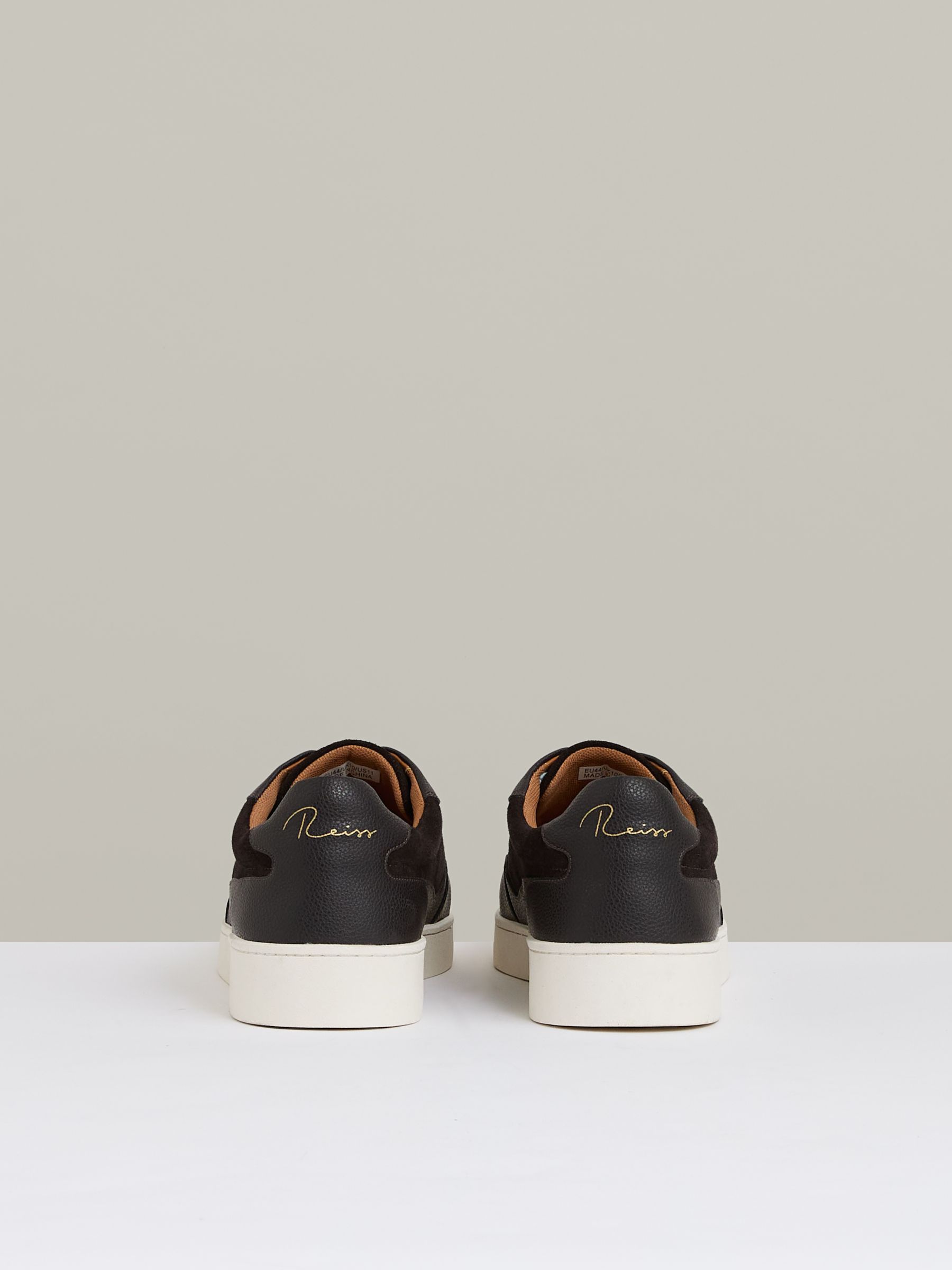 Leather Elasticated-Lace Trainers in Espresso Brown