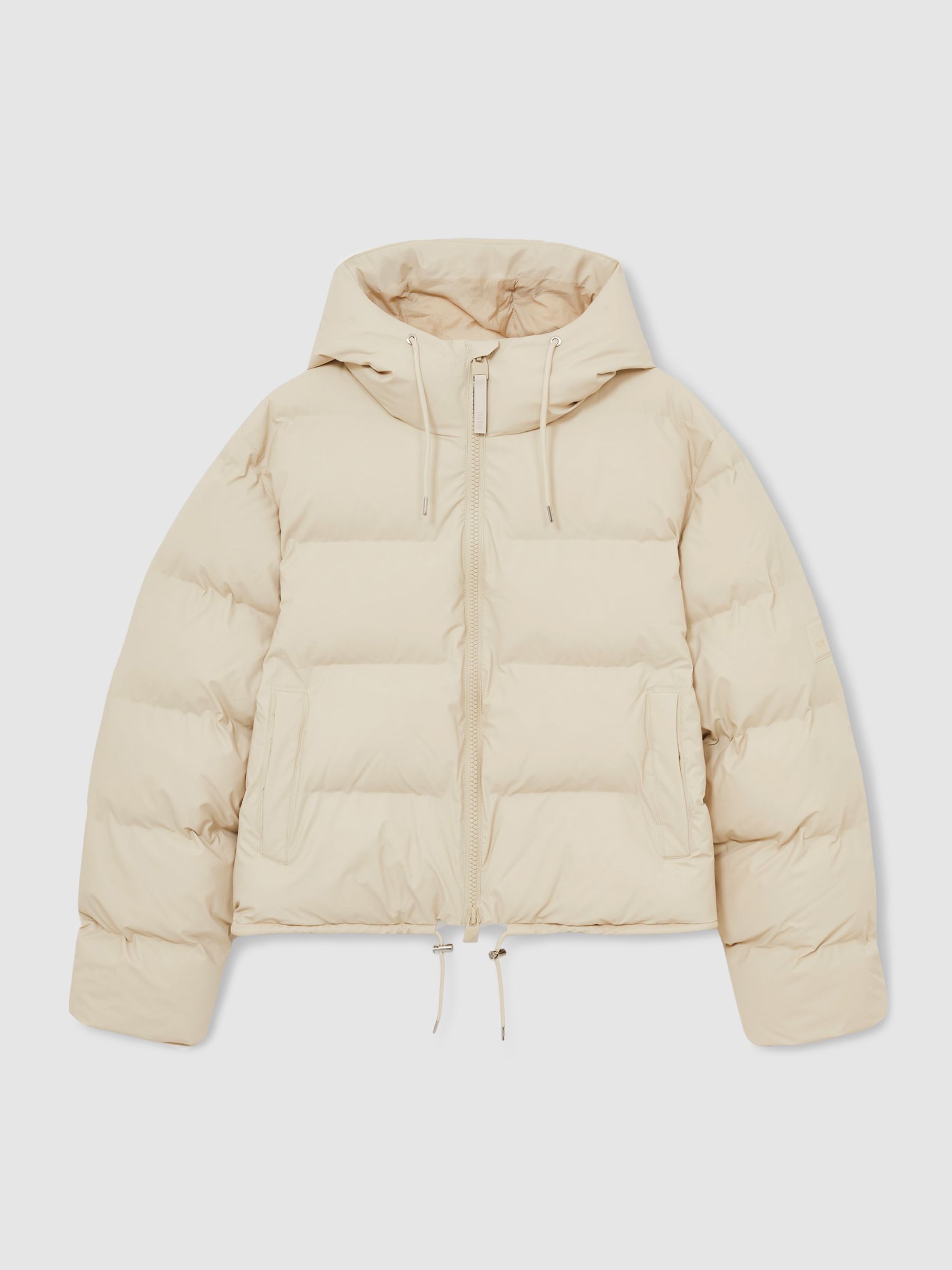 Rains Alta Short Puffer Jacket in Dark Stone